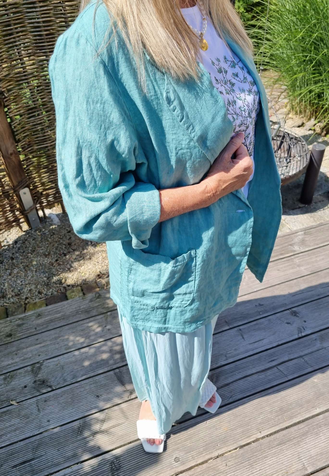OVERSIZE LINEN BASIC BLAZER RIVA GRÜN - Made in Italy Jacke Sakko Jacket LEINEN OVERSIZE LINEN BASIC BLAZER RIVA GRÜN - Made in Italy Jacke Sakko Jacket LEINEN