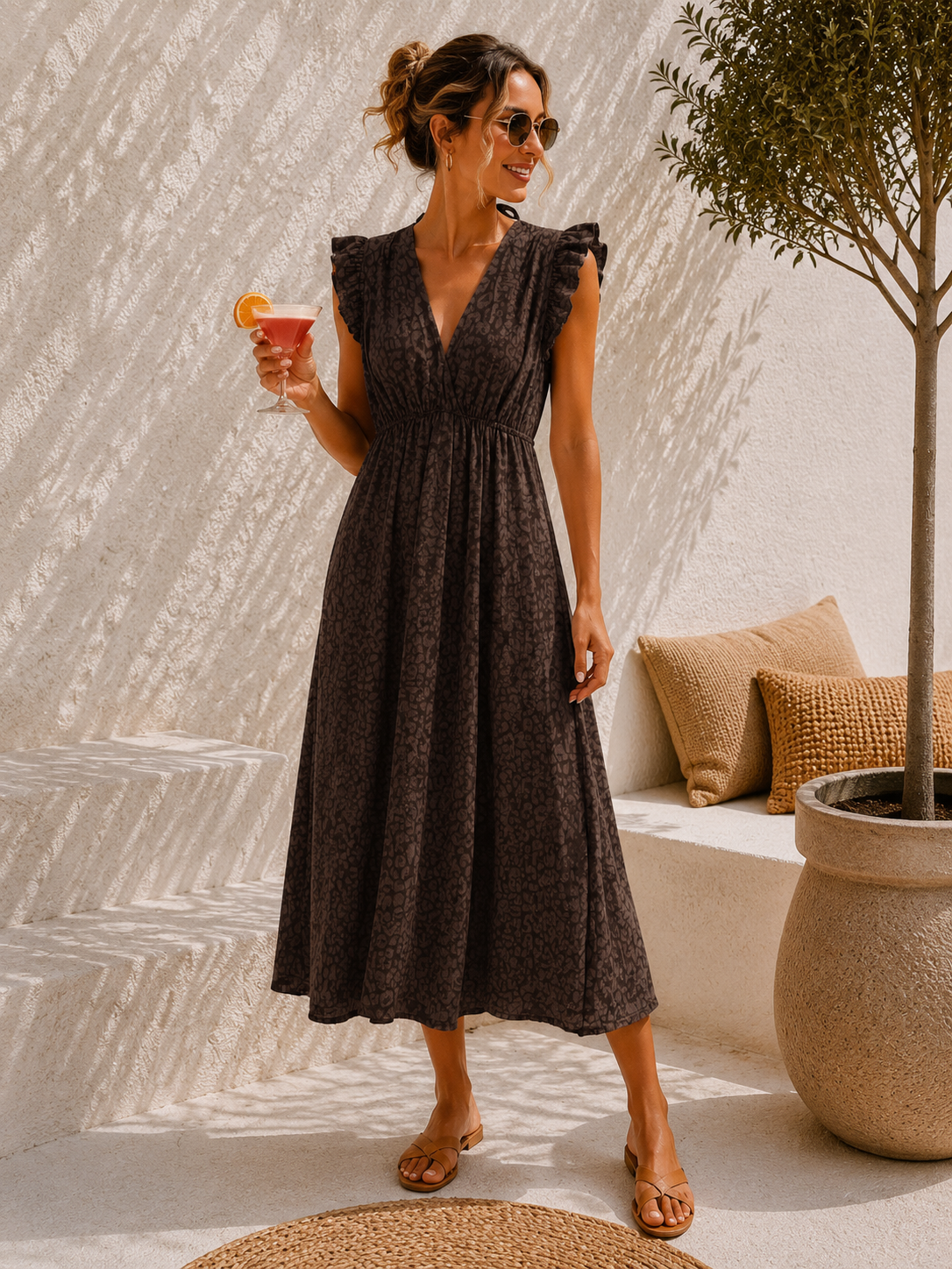 MUSSELIN LEO KLEID ZOE 34 - 42 Made in Italy ärmellos Rüsche