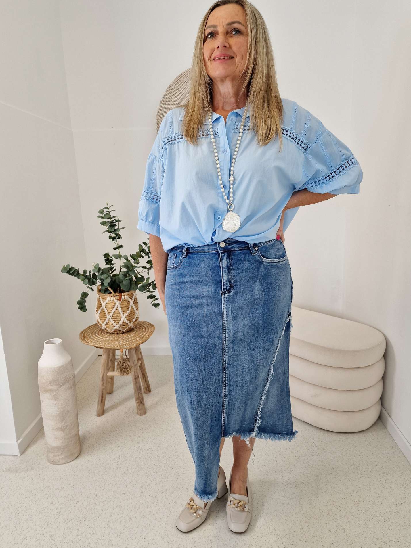 JEANS SKIRT FYNN 34-40 Made in Italy Maxi Rock Damenrock DARK BLUE JEANS SKIRT FYNN 34-40 Made in Italy Maxi Rock Damenrock DARK BLUE