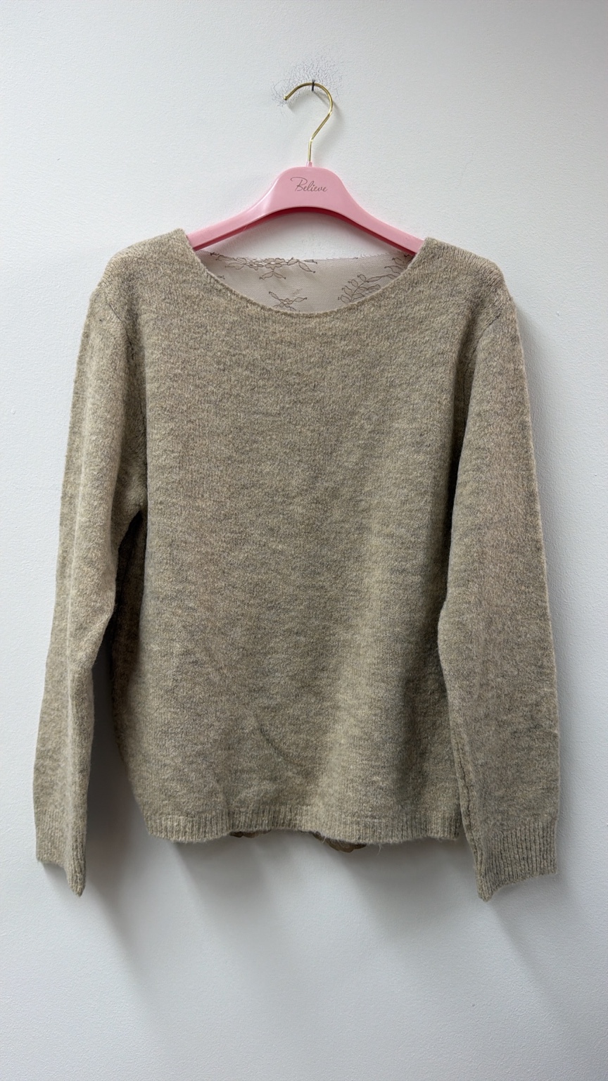 Strickpullover mit Spitzenrücken I SP0150 I Made in Italy 34-42/44