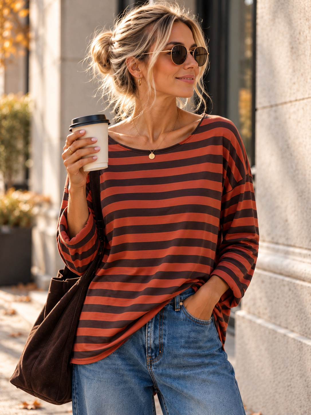 Longsleeve mit Streifen I LS0039 I Made in Italy 34-42