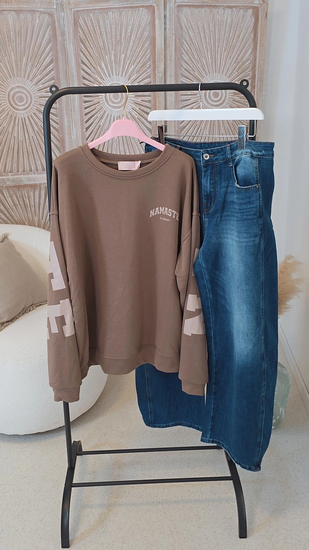 OVERSIZE SWEATER NAMASTE ALL DAMN DAY Made in Italy 34-44