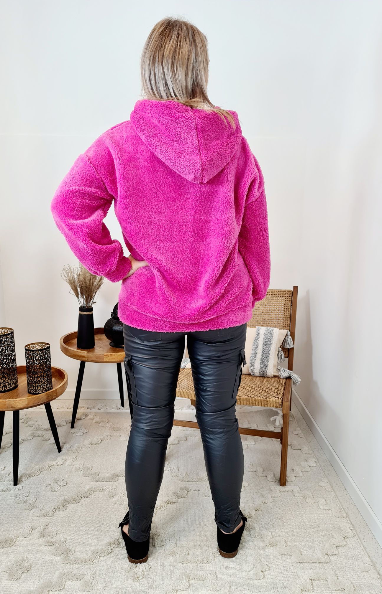 HOODIE ROSIE TEDDY PINK Sweater Kapuze Made in Italy 34-42 Longsleeve Pullover LEO versch. Farben HOODIE ROSIE TEDDY PINK Sweater Kapuze Made in Italy 34-42 Longsleeve Pullover LEO versch. Farben