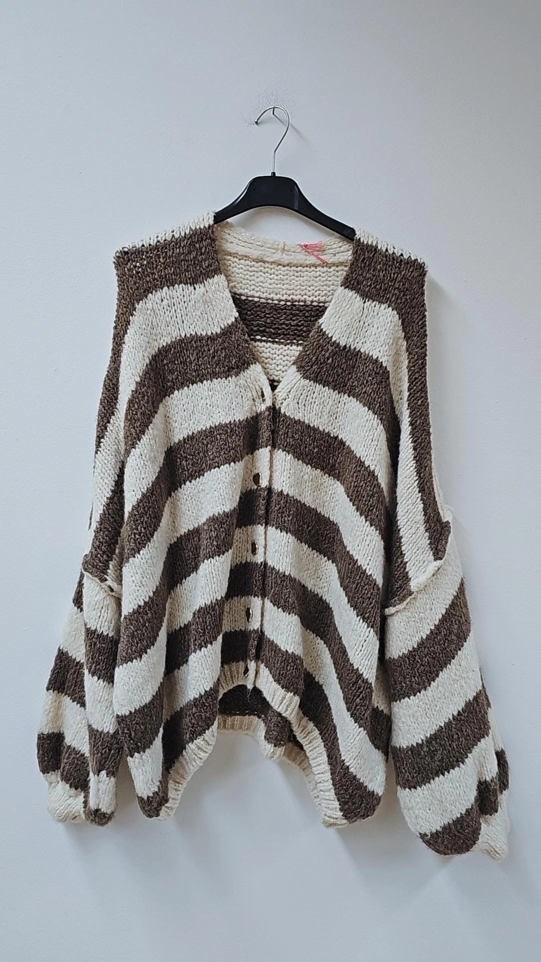 STRICKJACKE CARDIGAN BLOCKSTREIFEN Made in Italy Gr. 36 - 46 SJ0110
