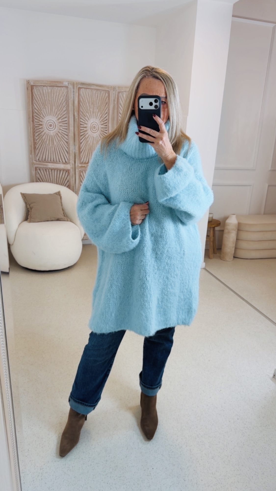 COZY STRICKKLEID/ ROLLKRAGEN KATJA 34-44 Made in Italy