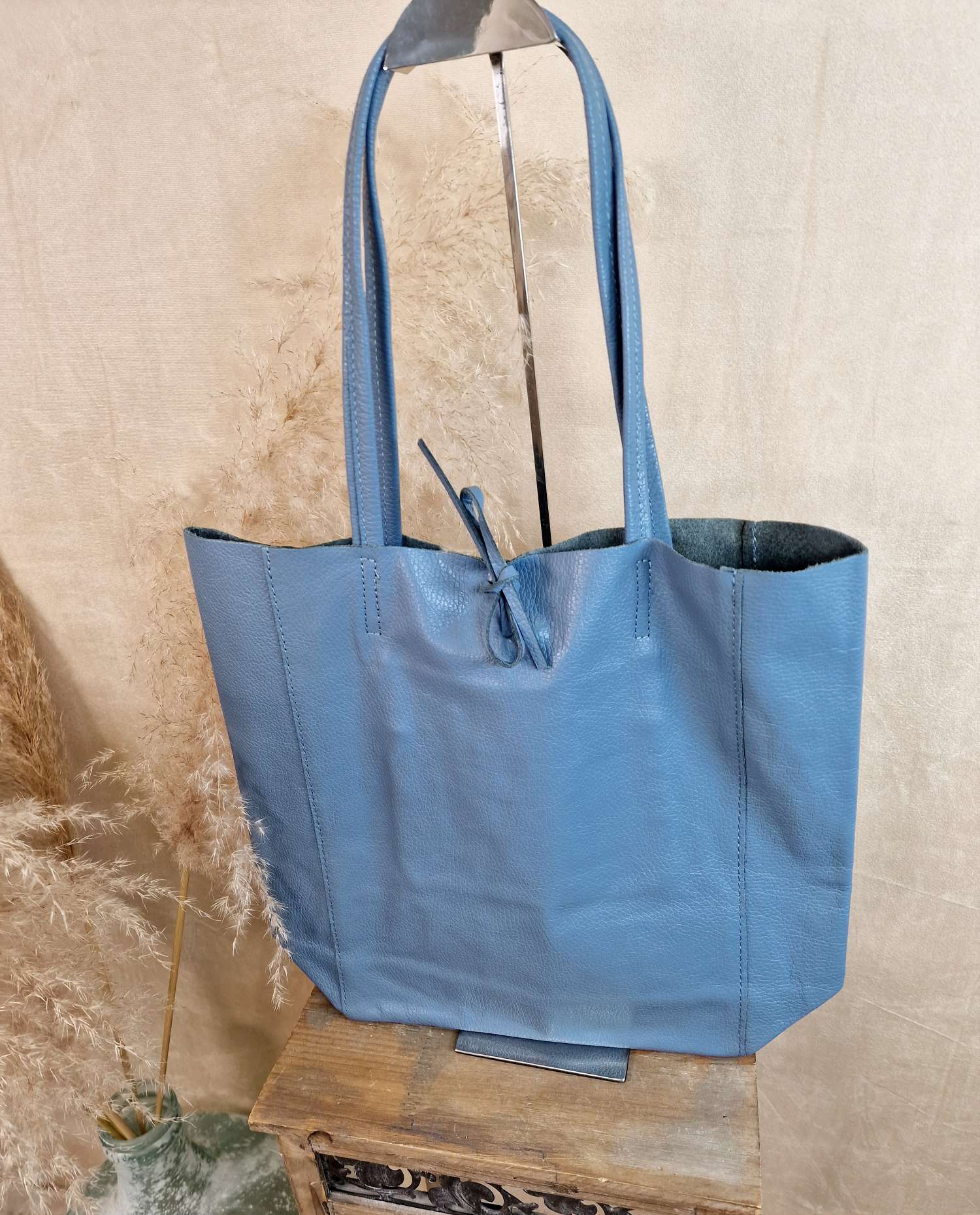 BASIC LEDER SHOPPER MARA JEANSBLAU Made in Italy Ledertasche Tasche BASIC LEDER SHOPPER MARA JEANSBLAU Made in Italy Ledertasche Tasche