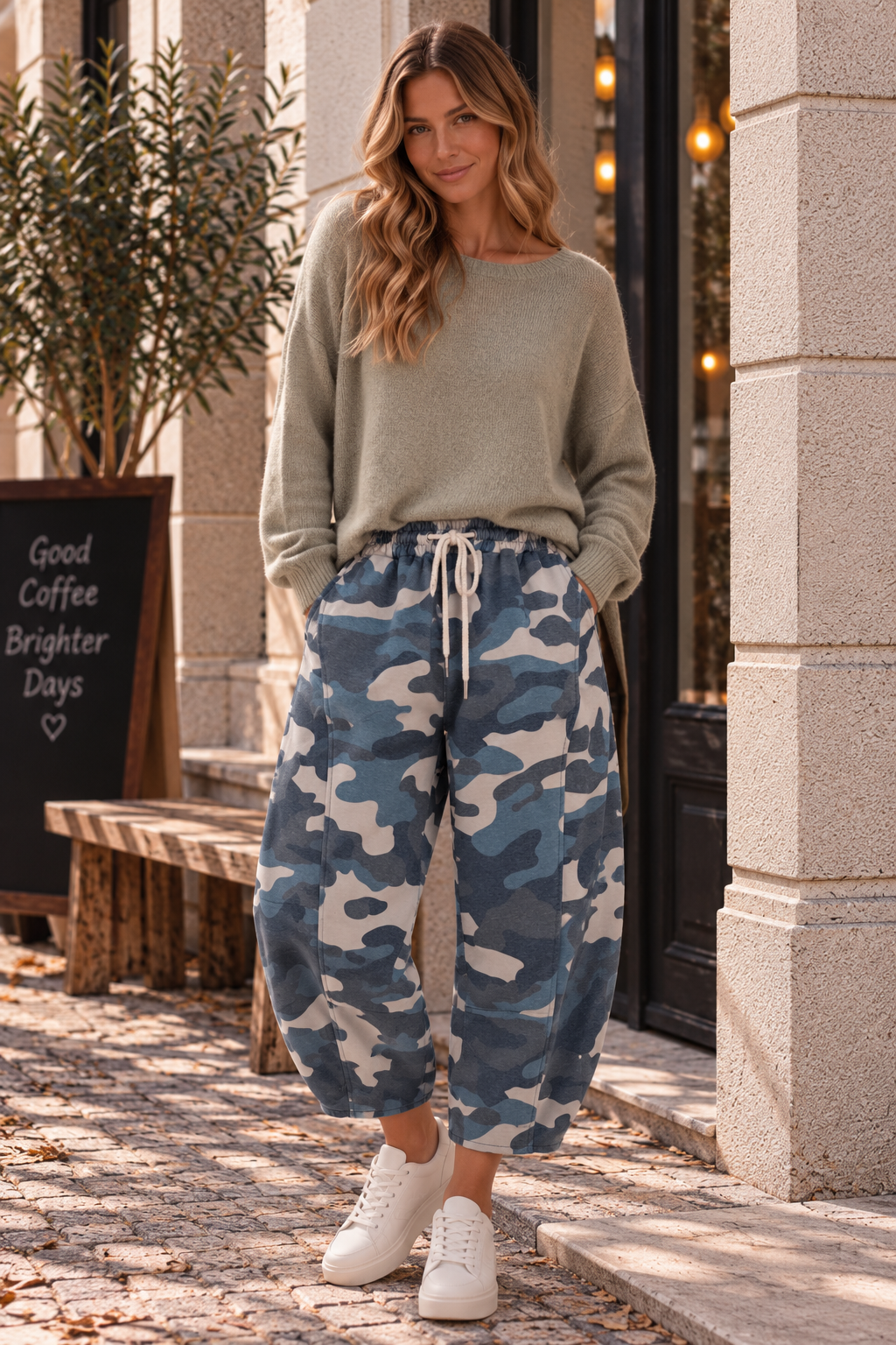 Ballon-Jogpant Amaris CAMOULFAGE HO0124 – lässige Basic Pants für jeden Tag Made in Italy 34-42/44