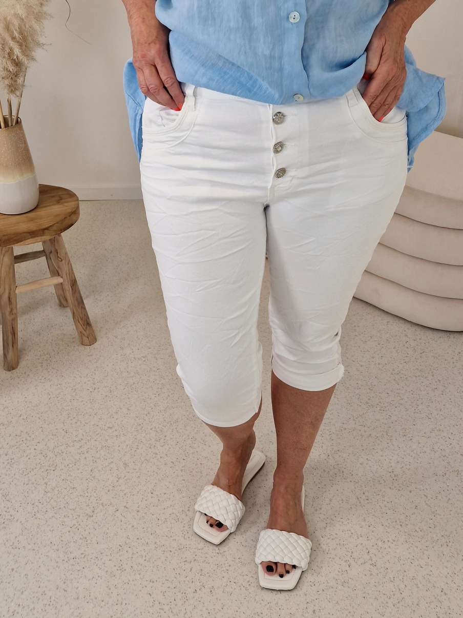 10 € CAPRI JEANS ALASKA WEIß 36-42 Italy Style bequeme kurze Freizeit Hose Denim 10 € CAPRI JEANS ALASKA WEIß 36-42 Italy Style bequeme kurze Freizeit Hose Denim