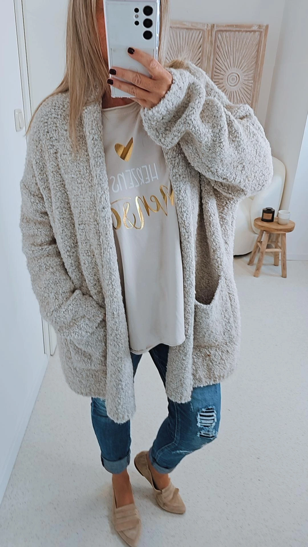 BOUCLE KNIT CARDIGAN MIRIAM SHORT 34-42 Made in Italy kurze Strick Jacke Oversize BOUCLE KNIT CARDIGAN MIRIAM SHORT 34-42 Made in Italy kurze Strick Jacke Oversize