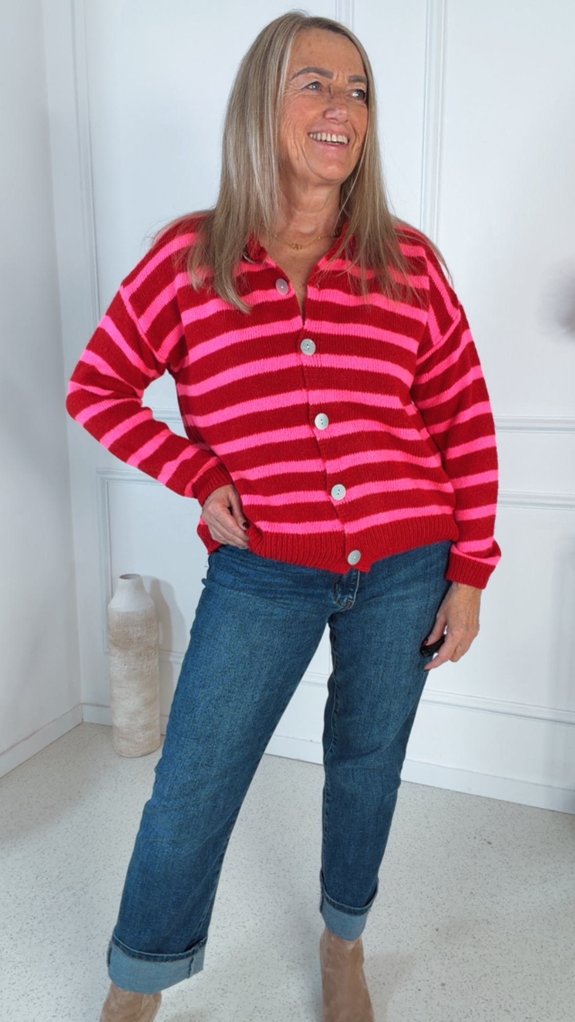 BASIC KNIT STRICKJACKE JESSY 36-42 Made in Italy