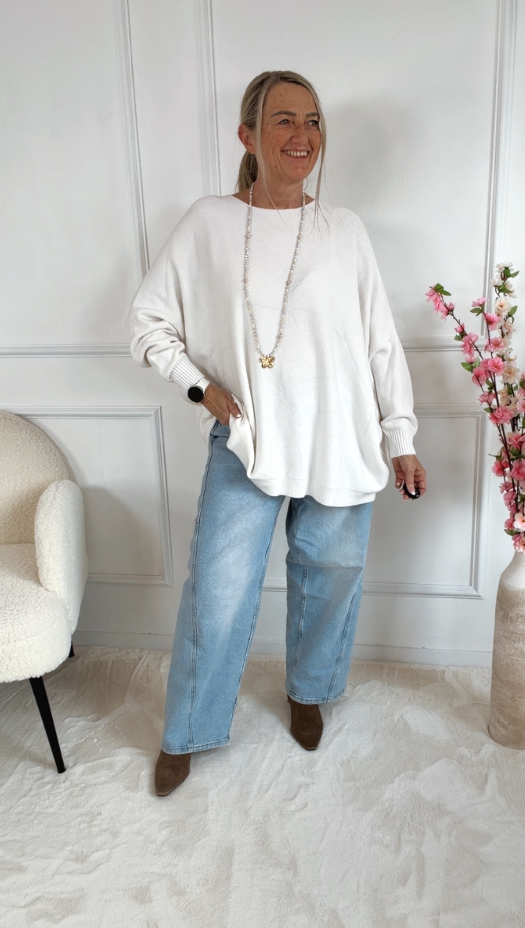 MAXI-PULLOVER LEVI unifarben 34-44/46 Made in Italy Viskose