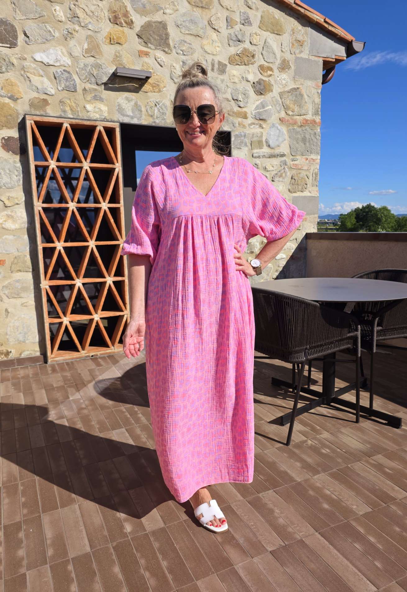 MUSSELIN OVERSIZE DRESS  MOMBASA NORMAL SIZE  LEO Kleid Made in Italy 34-42/44