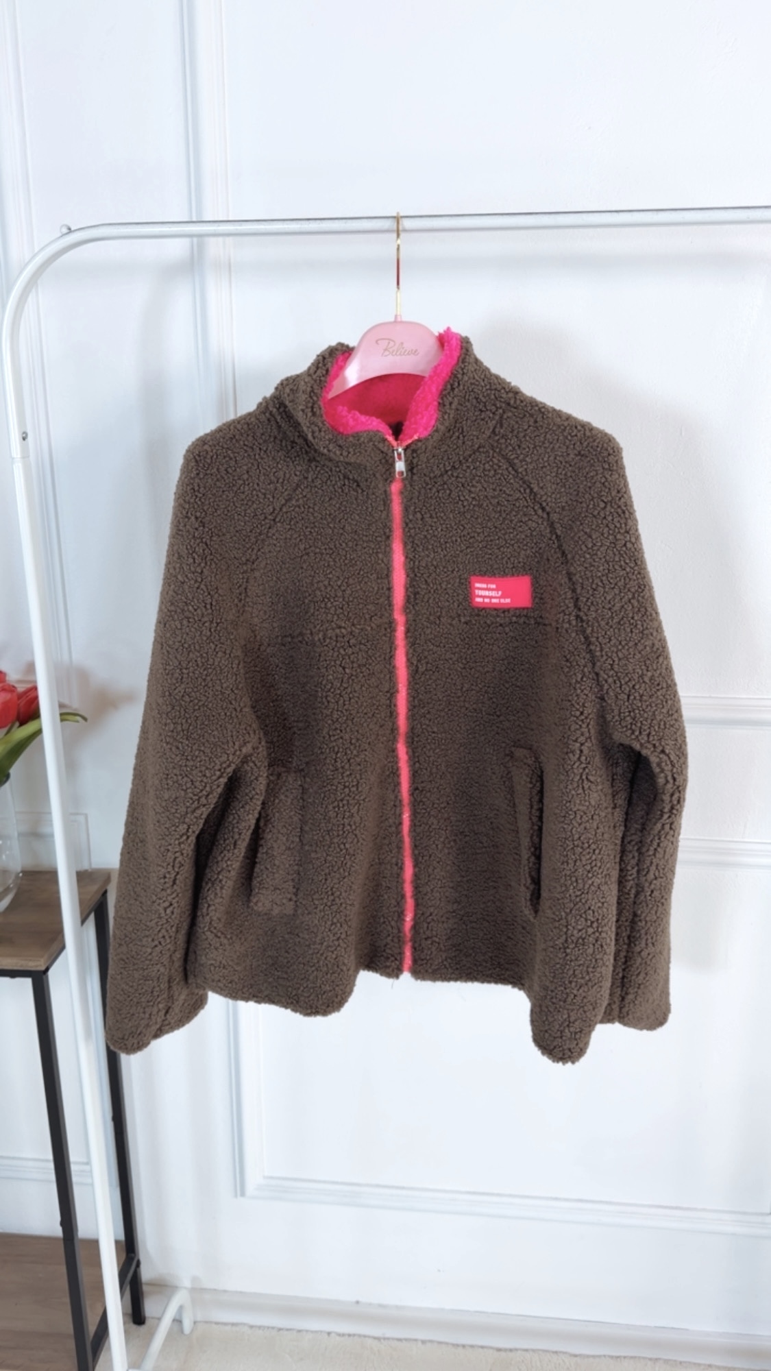 KURZE TEDDY JACKE PHILOMENA 34-40-42 Made in Italy mit Patch "Dress for yourself"