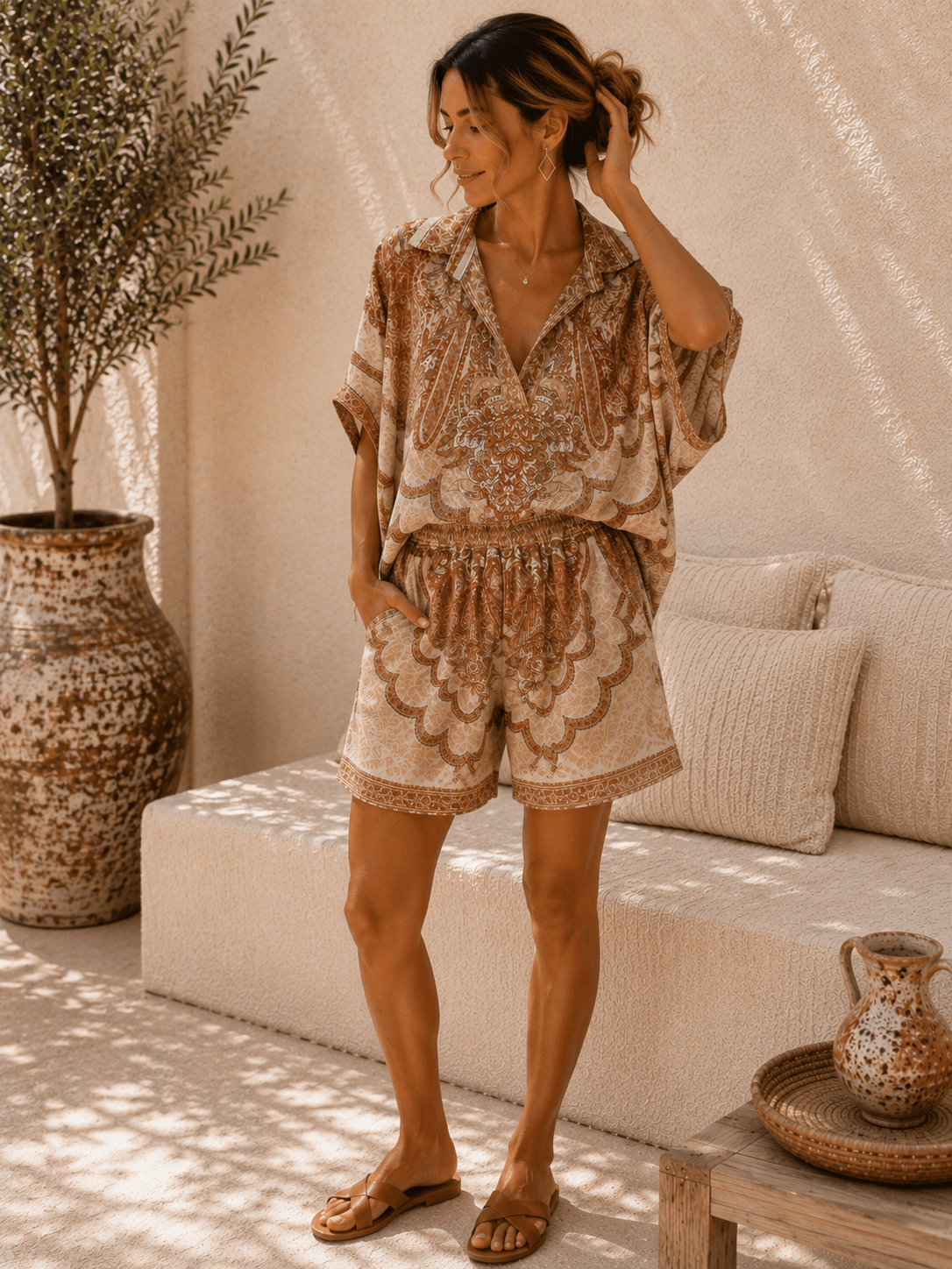 Exklusiv Silky Signature Set „Calista“ ✨ Shirt & Short Made in Italy 34-42
