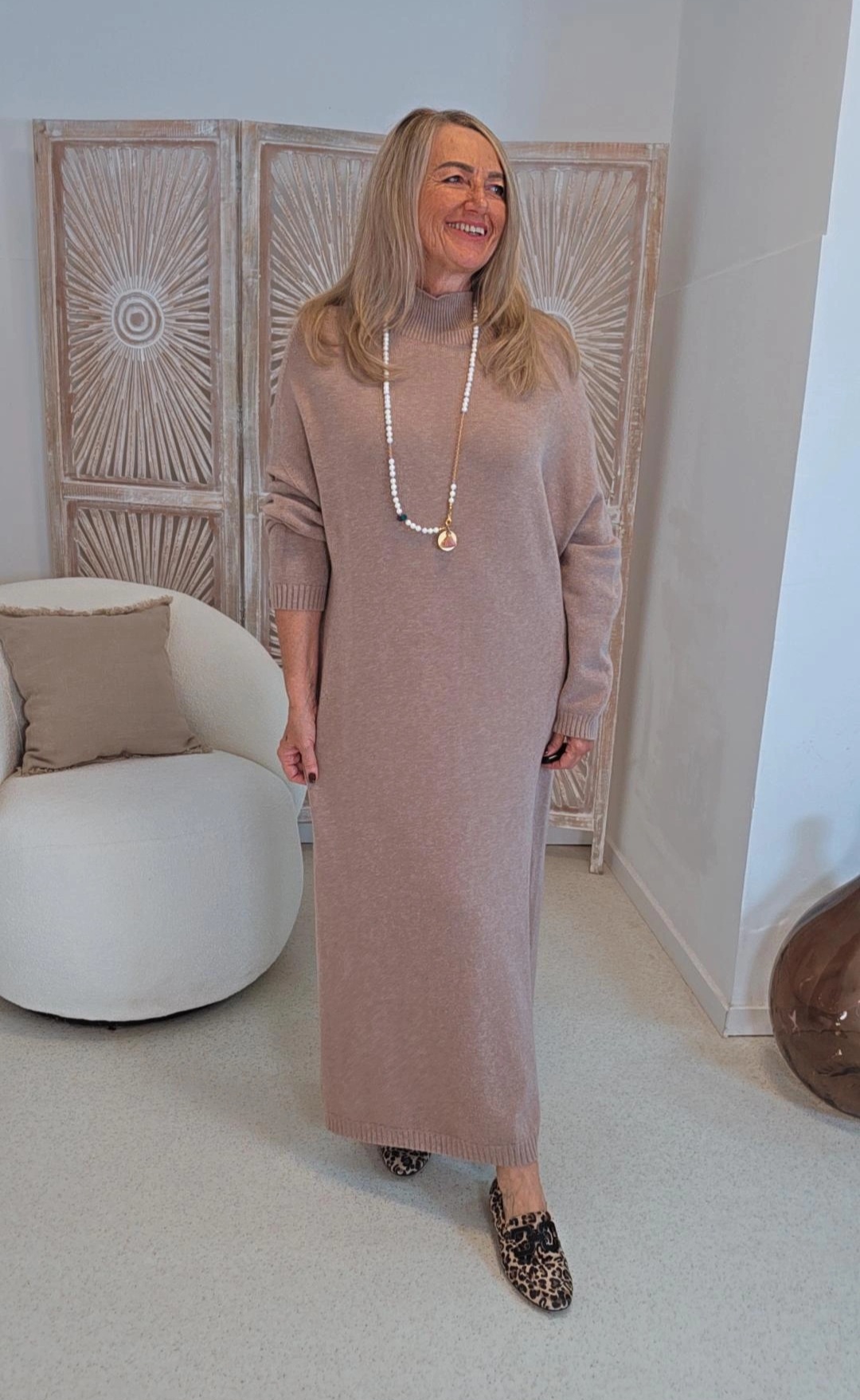LANGES STRICK-KLEID LUNA 34-gute 42 Made in Italy 