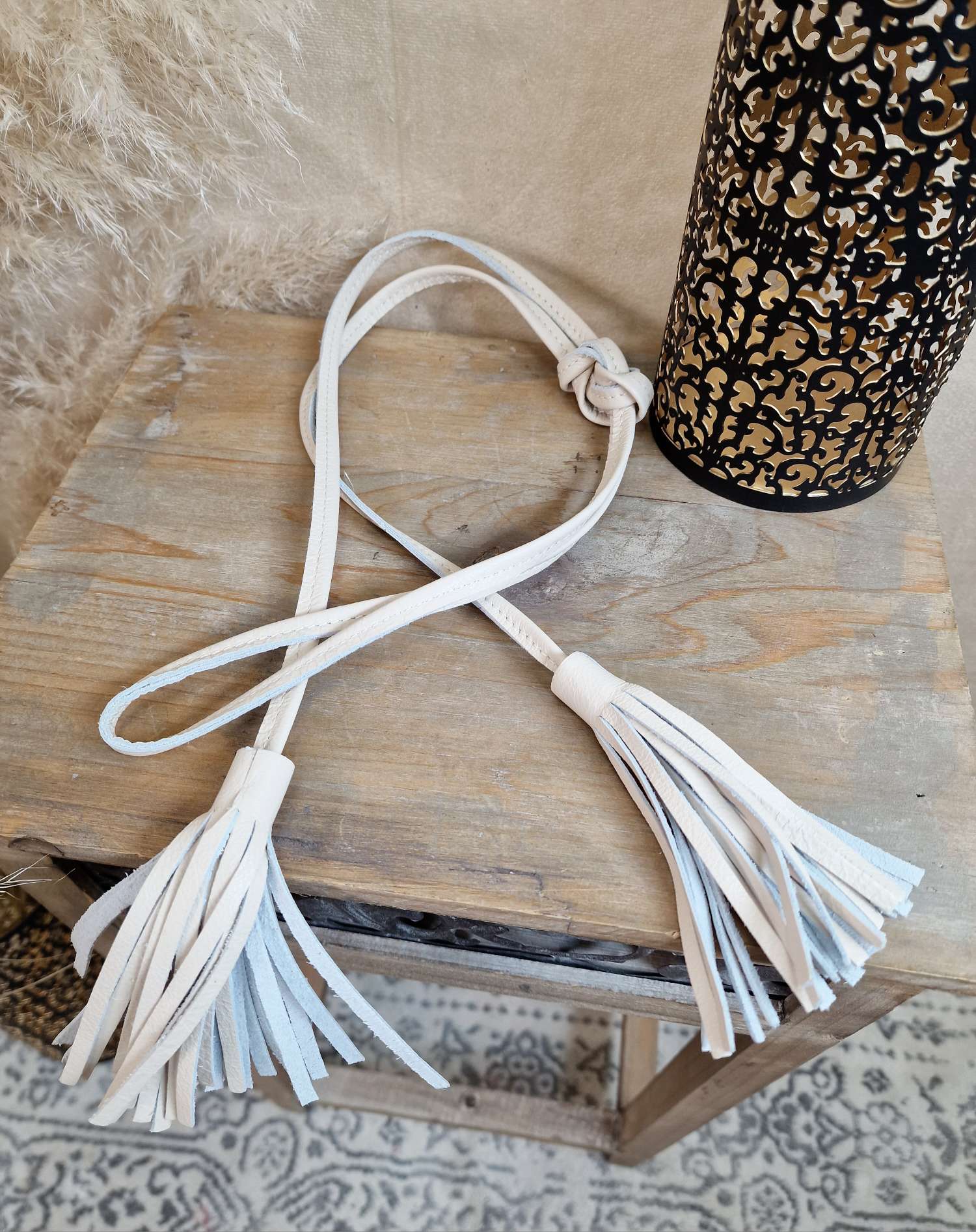 BELT BINDE GÜRTEL NERO CREME Made in Italy dünner Leder Taillengürtel Quaste BELT BINDE GÜRTEL NERO CREME Made in Italy dünner Leder Taillengürtel Quaste