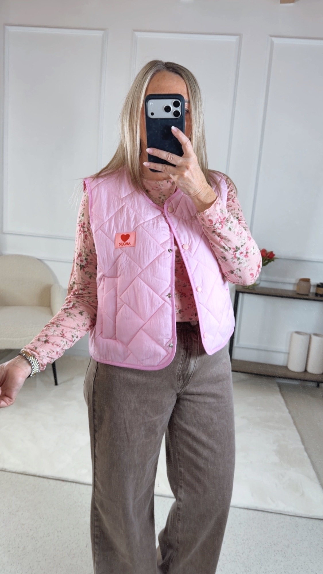 Steppweste „Colette“ UNI MIT AMOUR-PATCH 34-42 Made in Italy