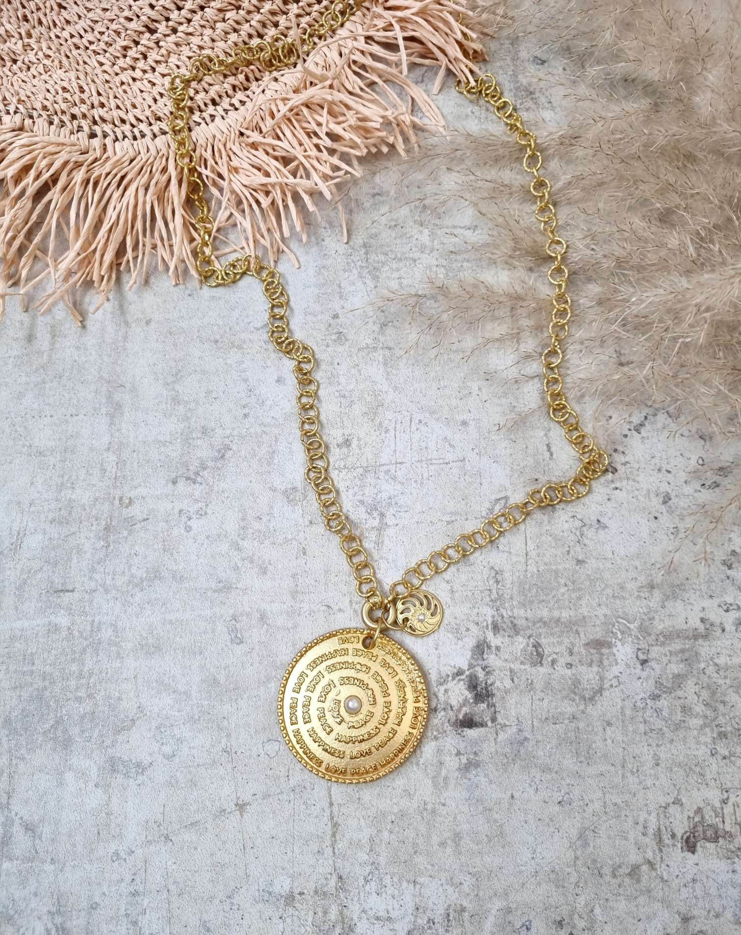 EXCLUSIVE GLIEDERKETTE HAPPINESS GOLD AMULETT BEAD Anhänger Halskette EXCLUSIVE GLIEDERKETTE HAPPINESS GOLD AMULETT BEAD Anhänger Halskette