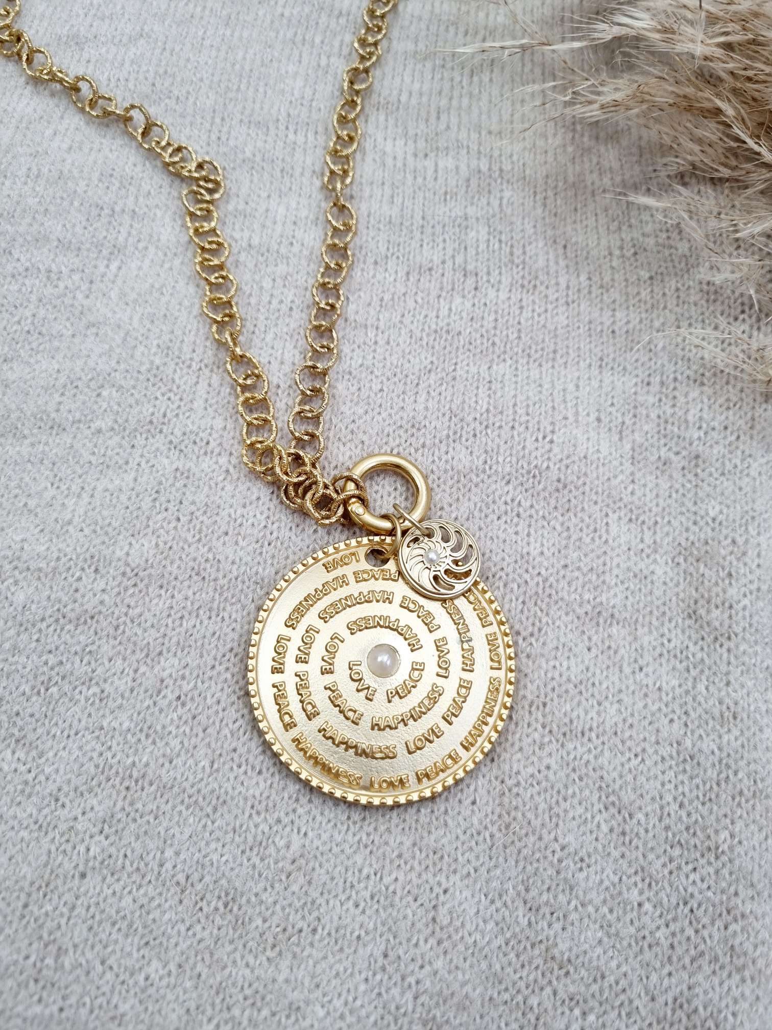EXCLUSIVE GLIEDERKETTE HAPPINESS GOLD AMULETT BEAD Anhänger Halskette EXCLUSIVE GLIEDERKETTE HAPPINESS GOLD AMULETT BEAD Anhänger Halskette