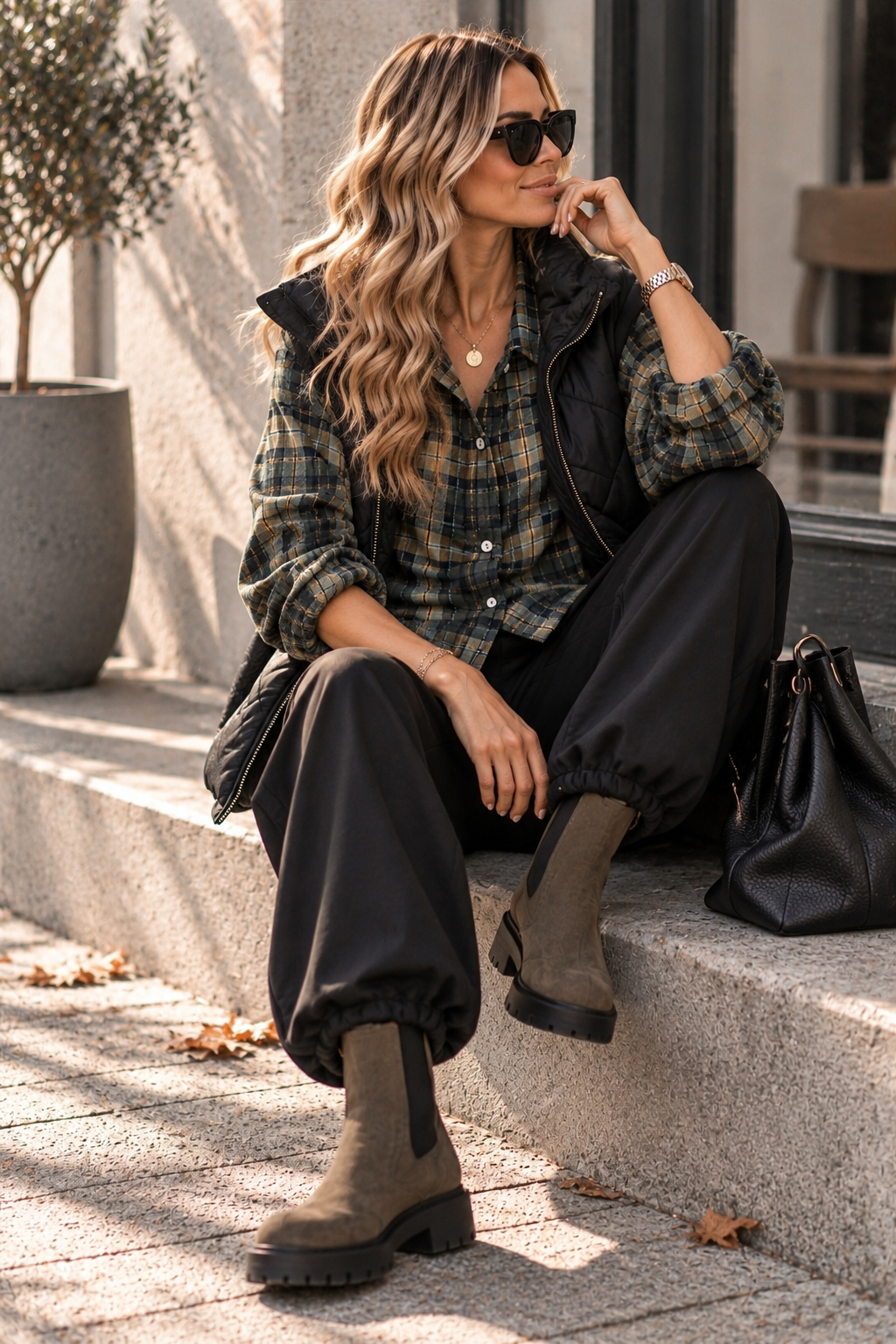 Cozy Flanell Karo Oversize-Bluse I BL0132 I 34-44 I Made in Italy