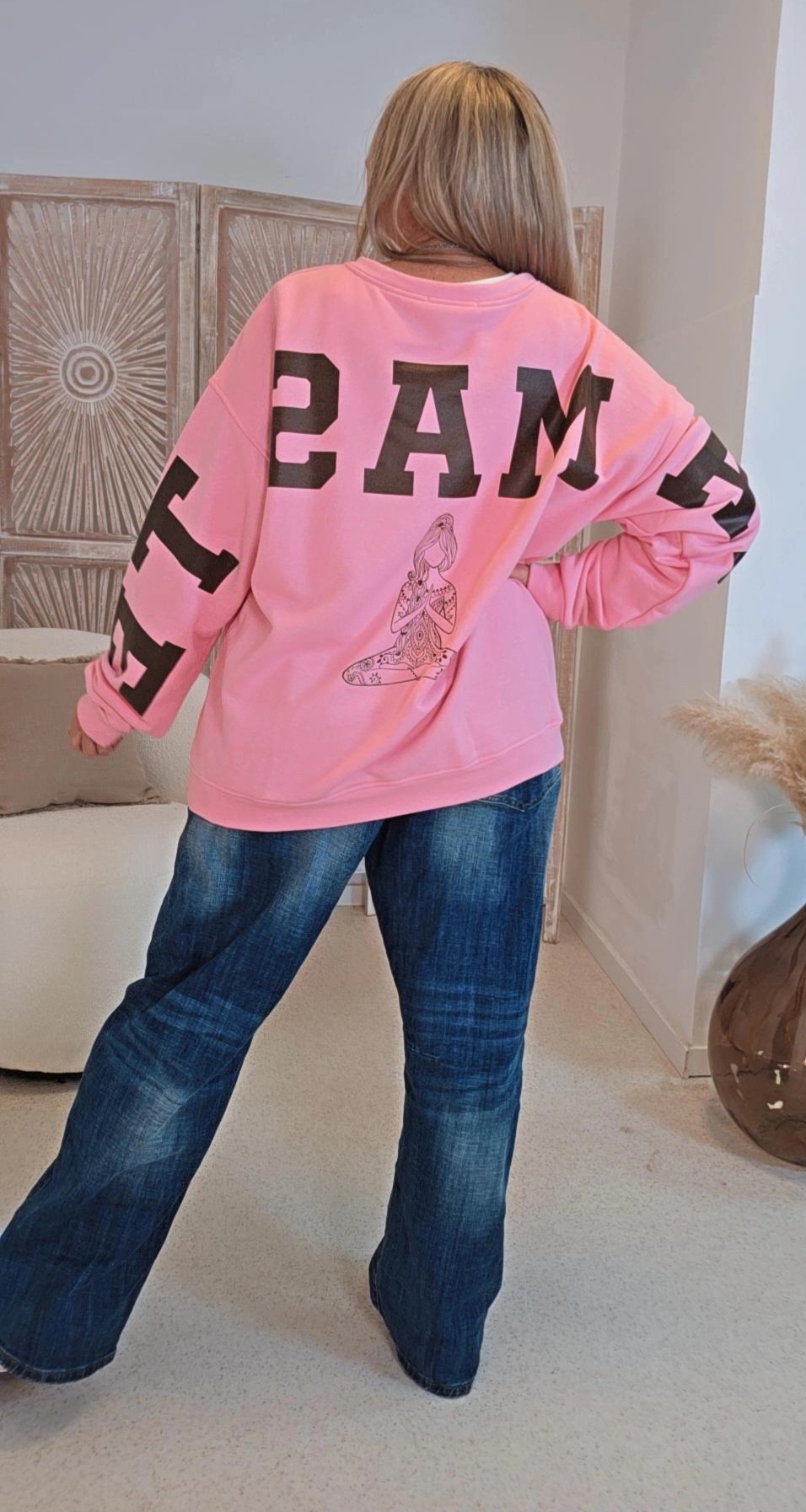 OVERSIZE SWEATER NAMASTE ALL DAMN DAY Made in Italy 34-44