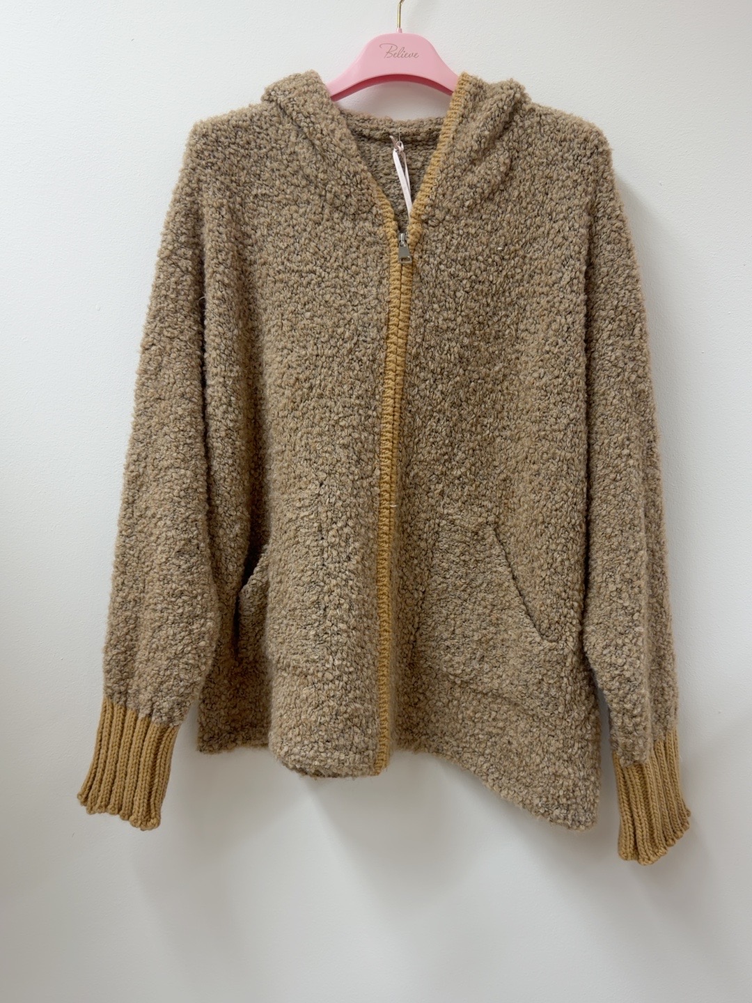 Kapuzen-Cardigan Boucle I SJ0025 I Made in Italy 34-40/42 Strickjacke