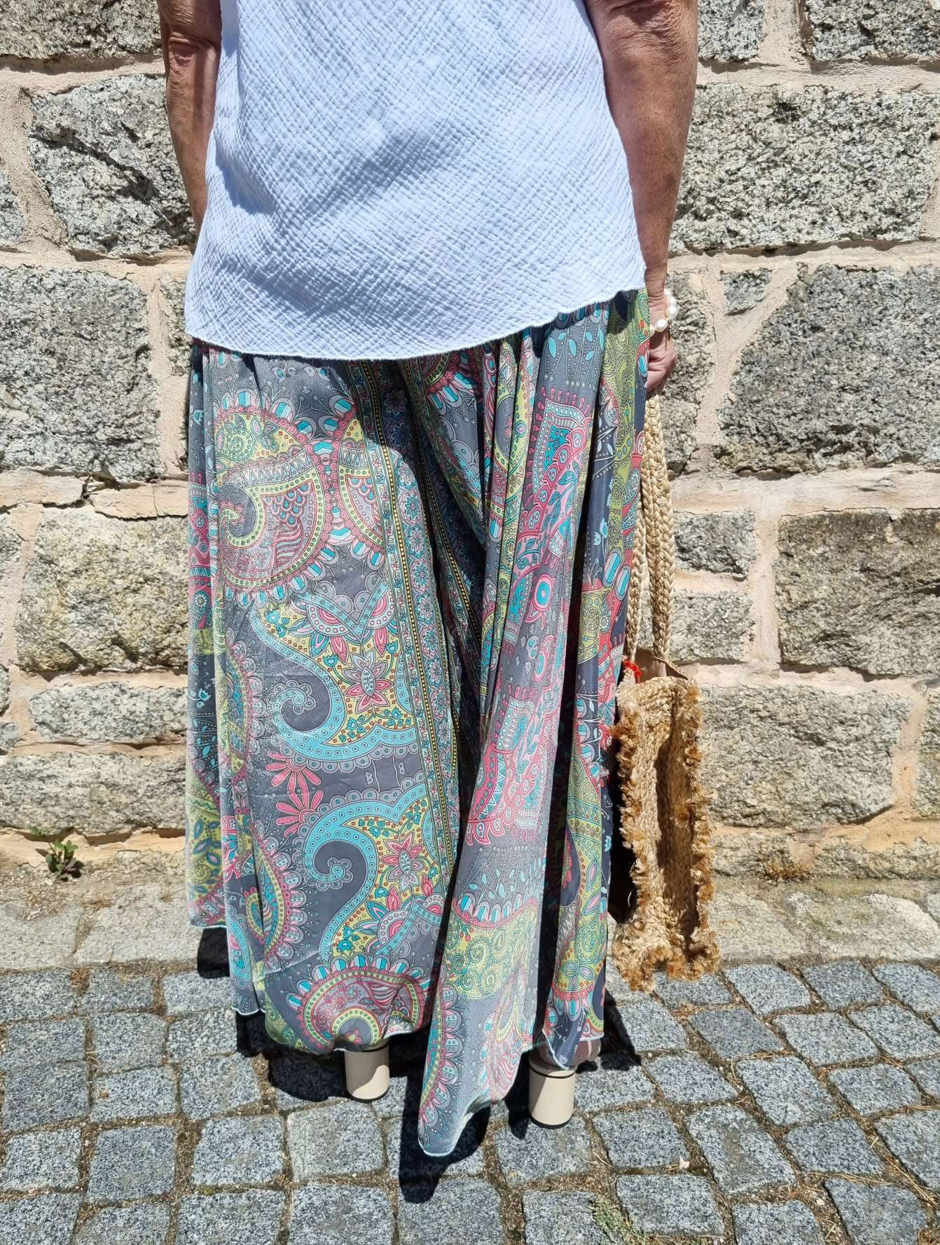 SILK HOSENROCK MALEDIVE GREY Grau Boho Bohemian Seide Hose Rock Skirt Beach Sommer 34-40/42 SILK HOSENROCK MALEDIVE GREY Grau Boho Bohemian Seide Hose Rock Skirt Beach Sommer 34-40/42