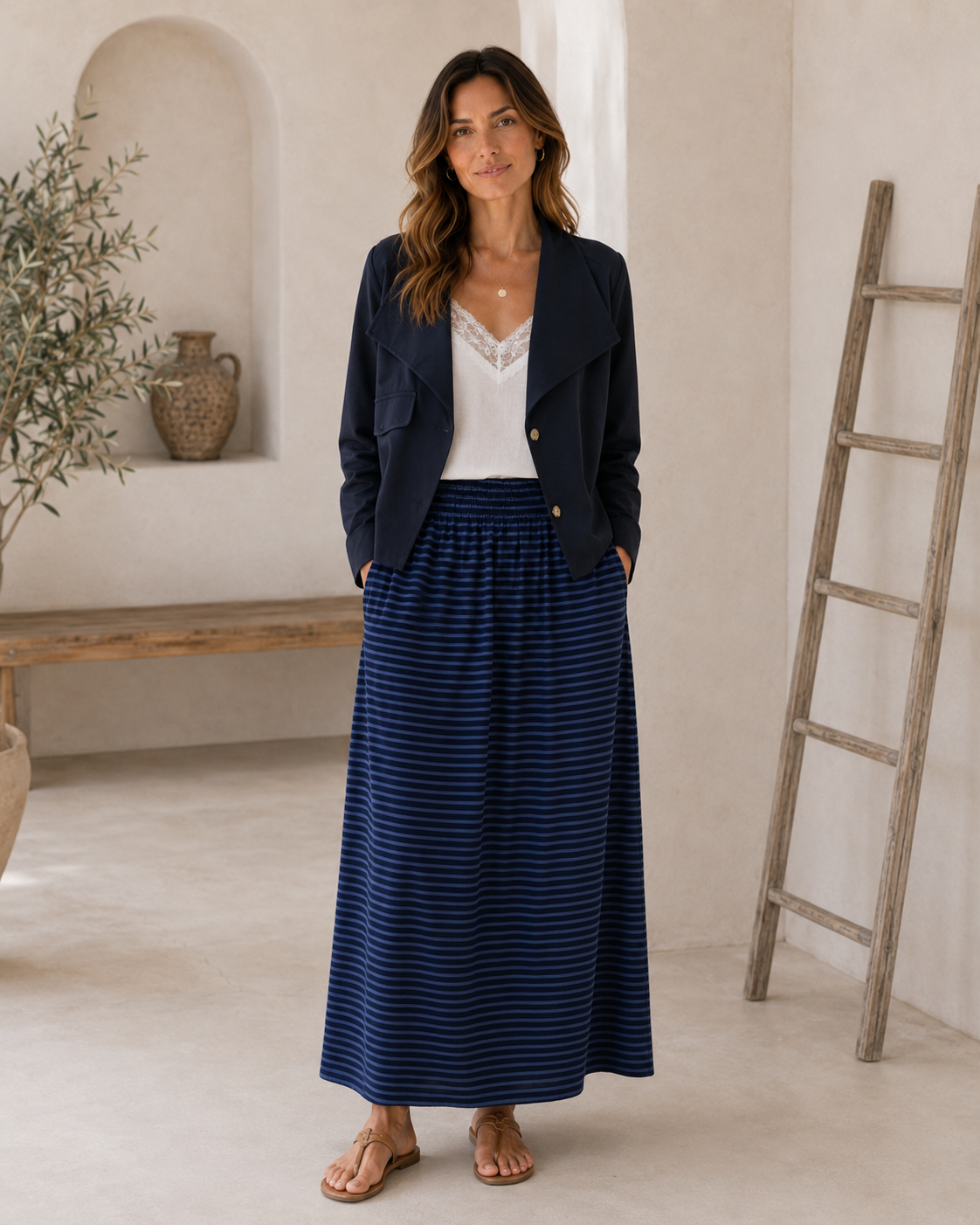 Maxirock Talea – gestreifter Lieblingsrock mit Seitenschlitzen Made in Italy 34-40/42 Skirt