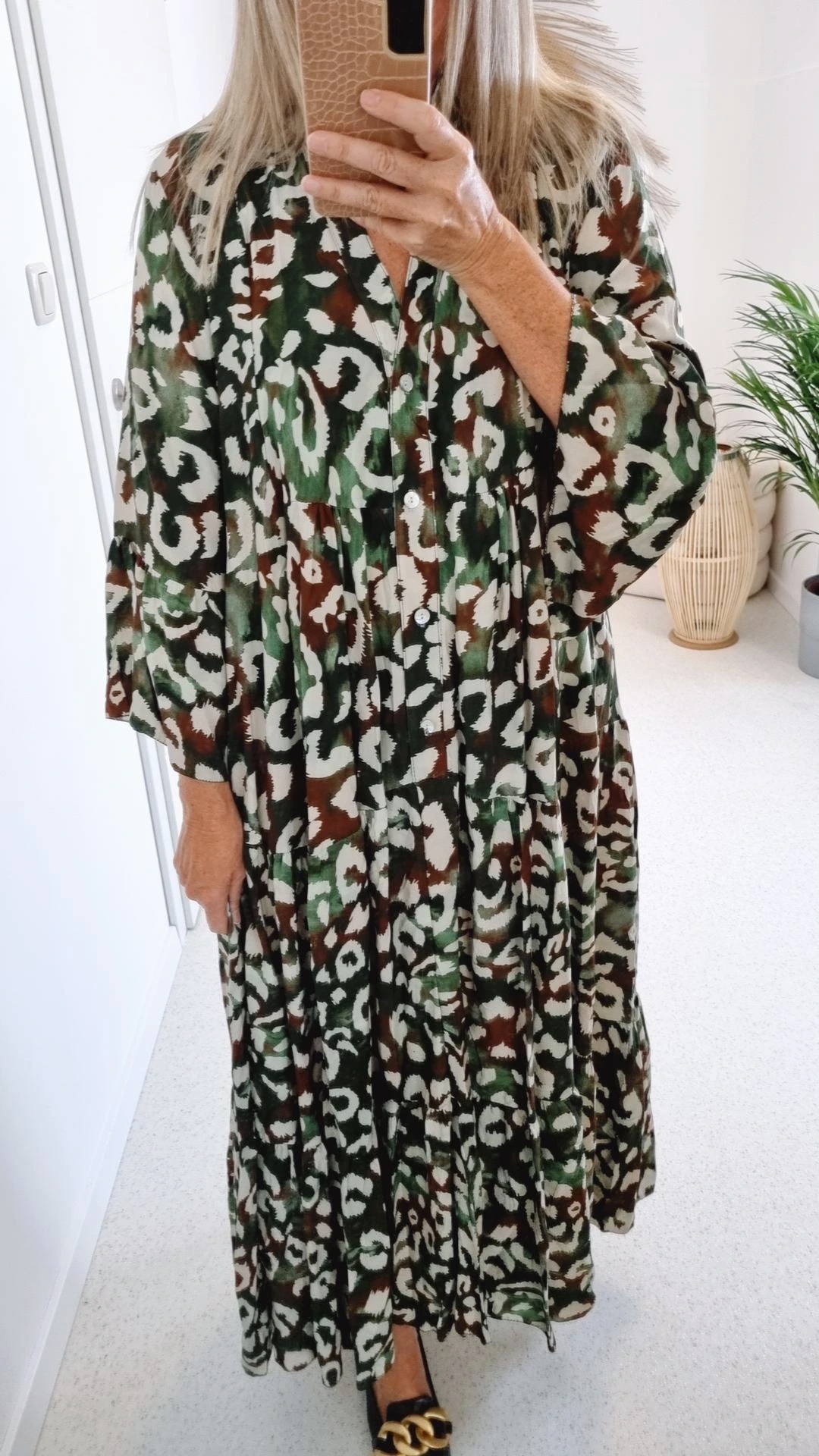 MAXI TUNIKA DRESS SAFARI KHAKI 34-42 Made in Italy langes Kleid Hängerchen Tunikakleid MAXI TUNIKA DRESS SAFARI KHAKI 34-42 Made in Italy langes Kleid Hängerchen Tunikakleid
