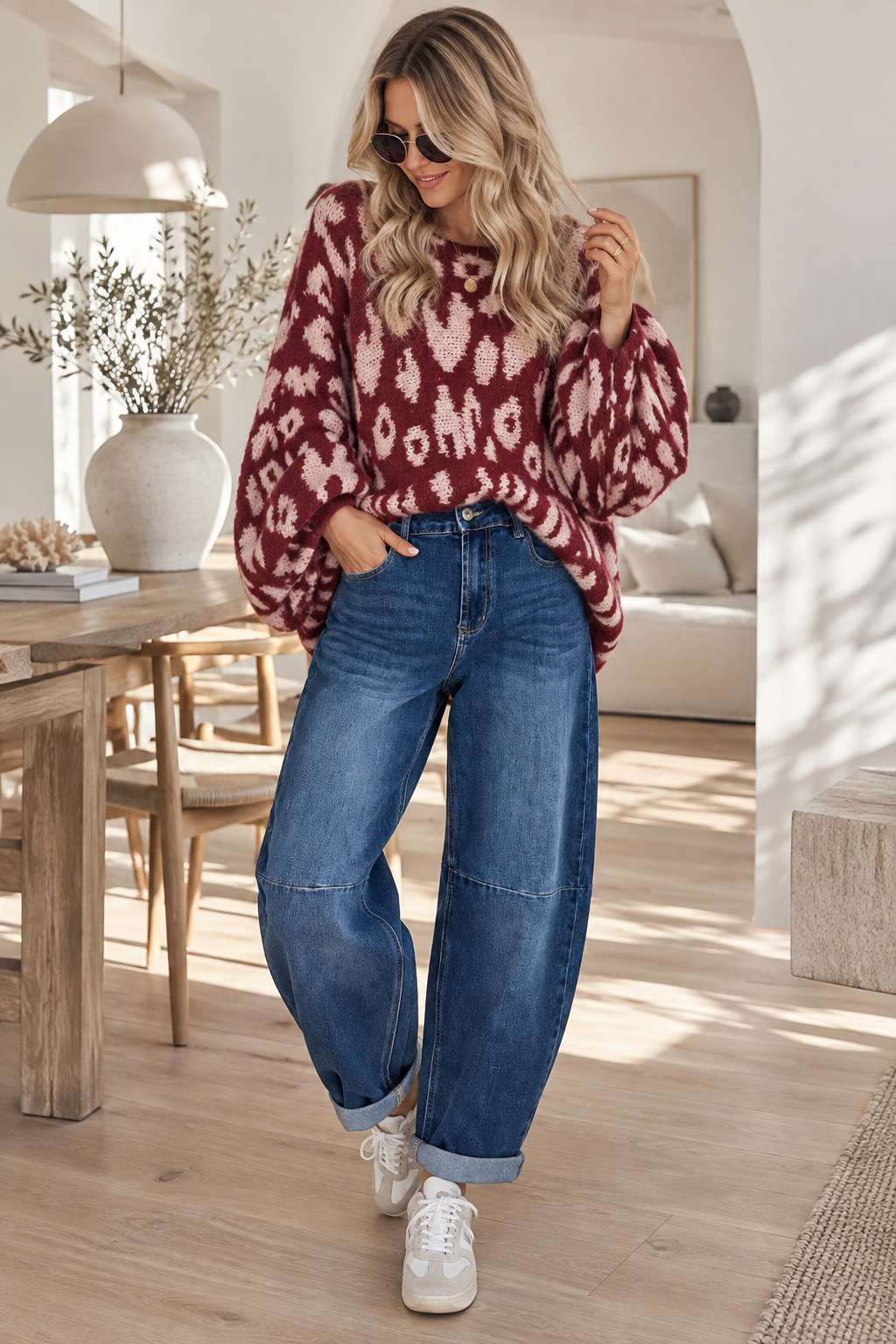 Strickpullover Leo-Look – Fledermaus-Style | Made in Italy | One Size bis ca. Gr. 44 | SP0086 Strick Pullover