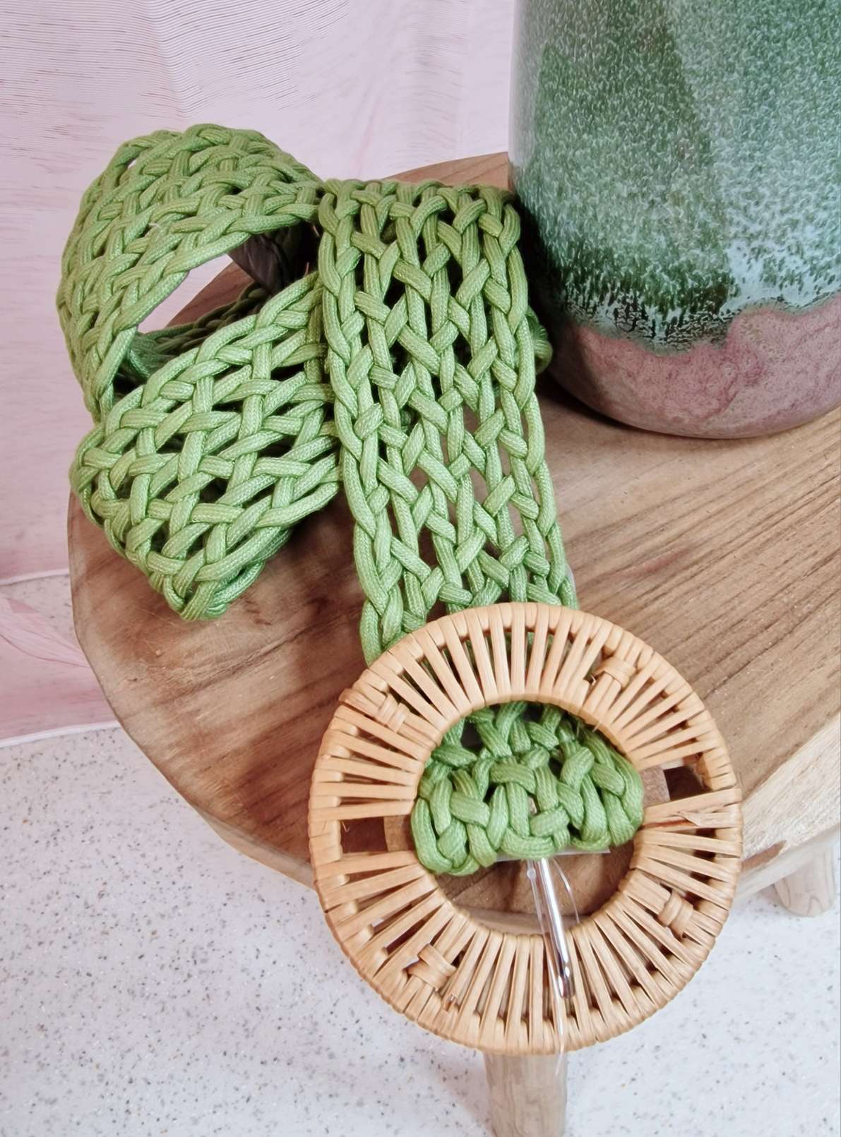 BELT BRAID YARA GRÜN Italy Style Damen Hüftgürtel Taillen Gürtel