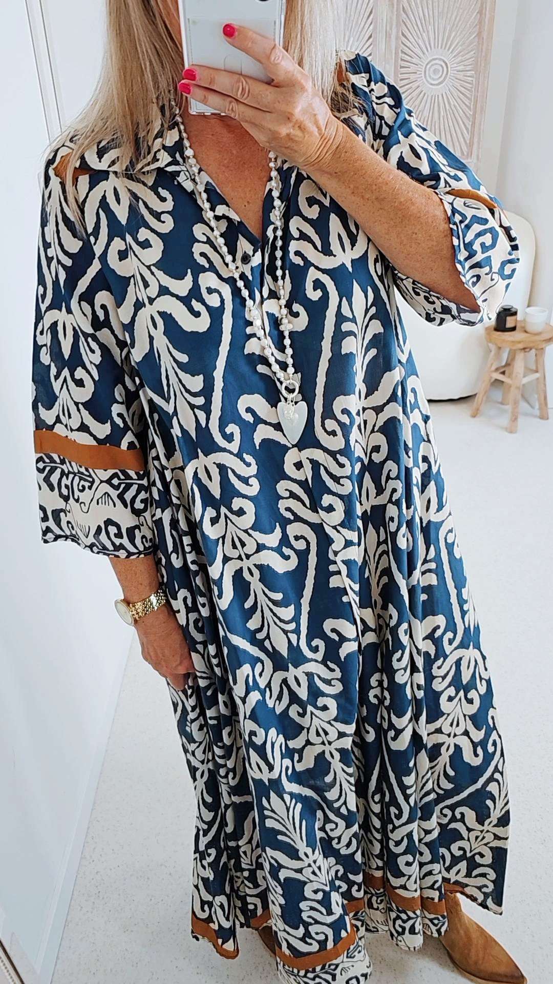 BLUSEN KLEID LOUIE 34-42 Made in Italy langes Maxi Kleid BLUSEN KLEID LOUIE 34-42 Made in Italy langes Maxi Kleid