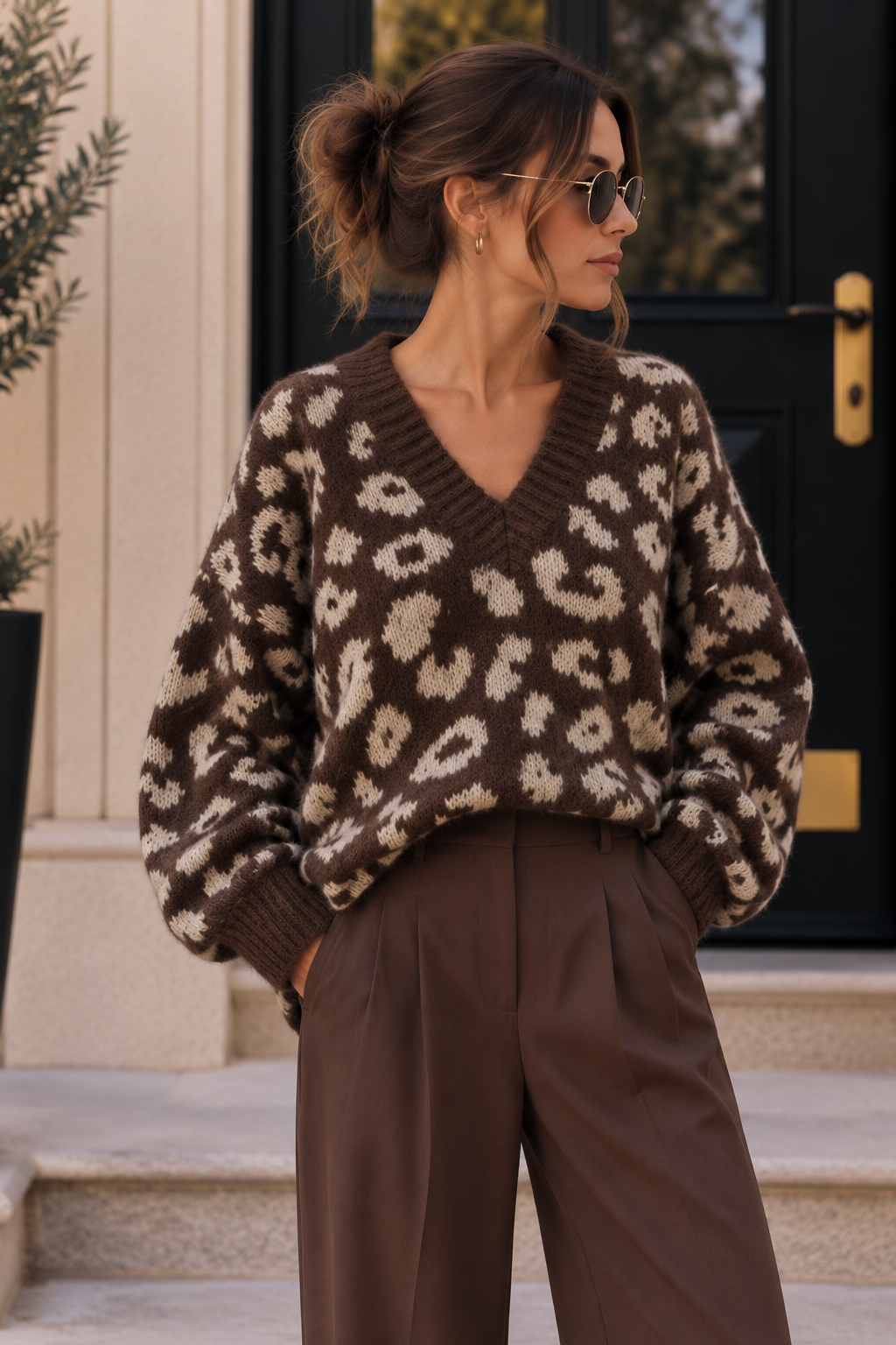 Leo-Pullover mit V-Ausschnitt I P0069 I Made in Italy 34-44/46
