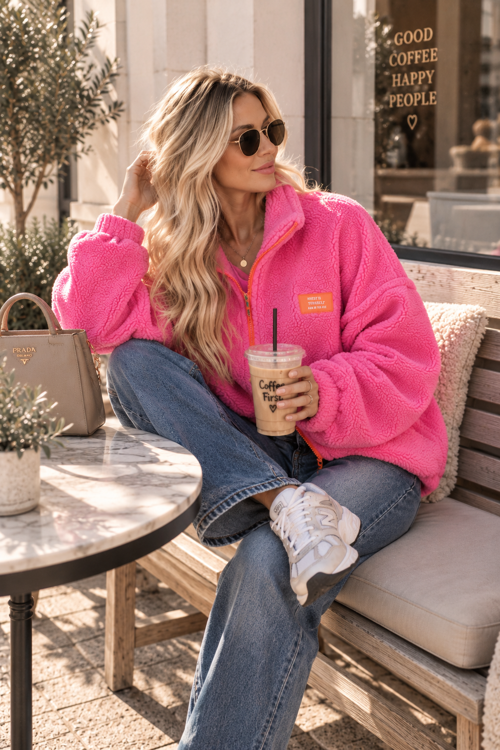 Oversize Teddyjacke mit Patch – Made in Italy | bis ca. Gr. 44 | TJ0092