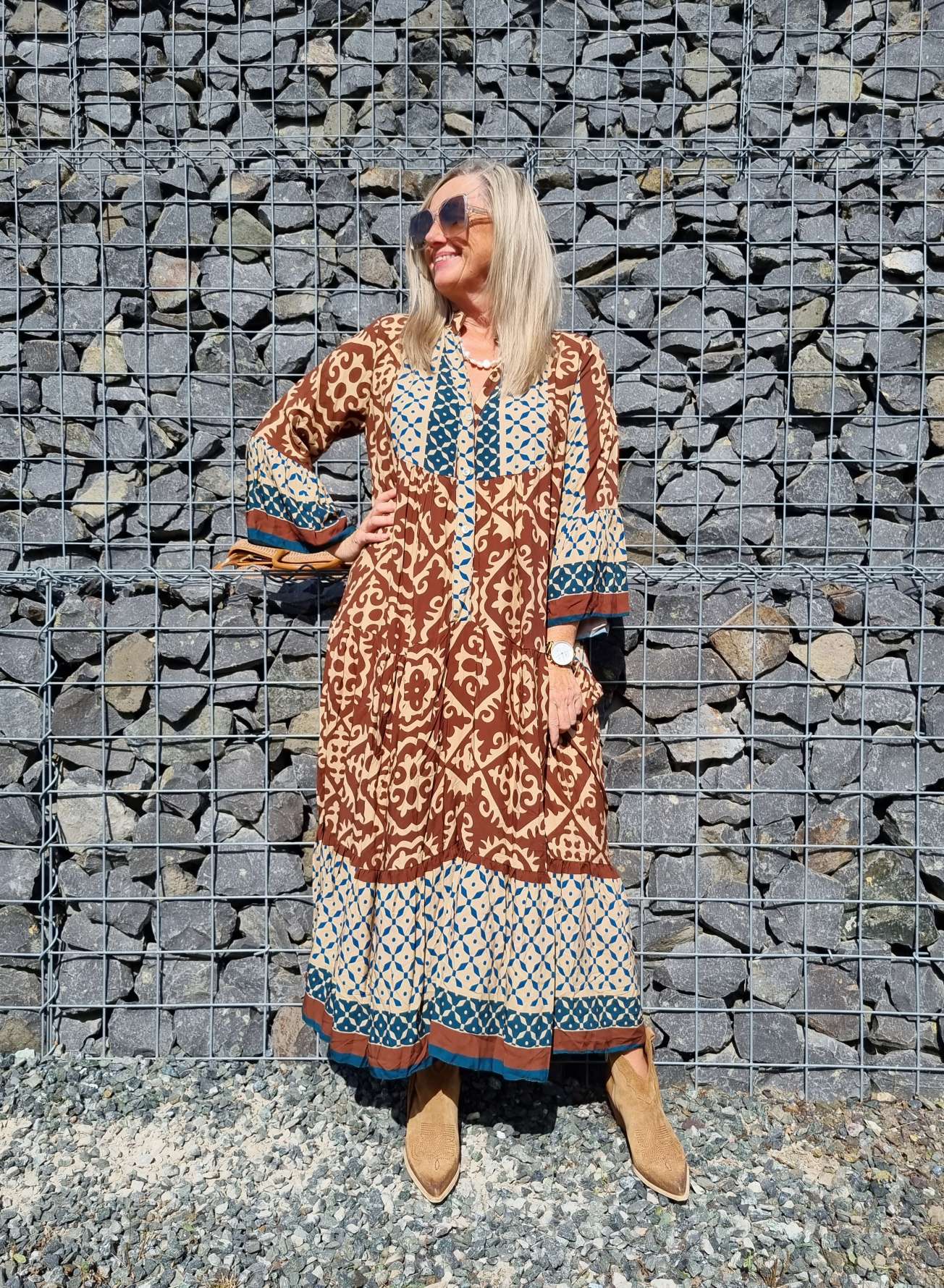 MAXI TUNIKA DRESS IRINA BRAUN 34-42 Made in Italy langes Kleid Hängerchen Tunikakleid MAXI TUNIKA DRESS IRINA BRAUN 34-42 Made in Italy langes Kleid Hängerchen Tunikakleid