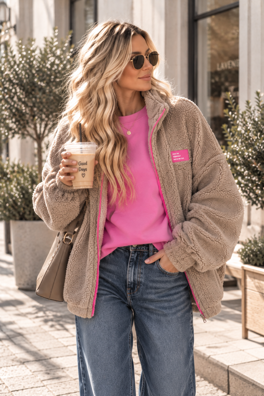 Oversize Teddyjacke mit Patch – Made in Italy | bis ca. Gr. 44 | TJ0092
