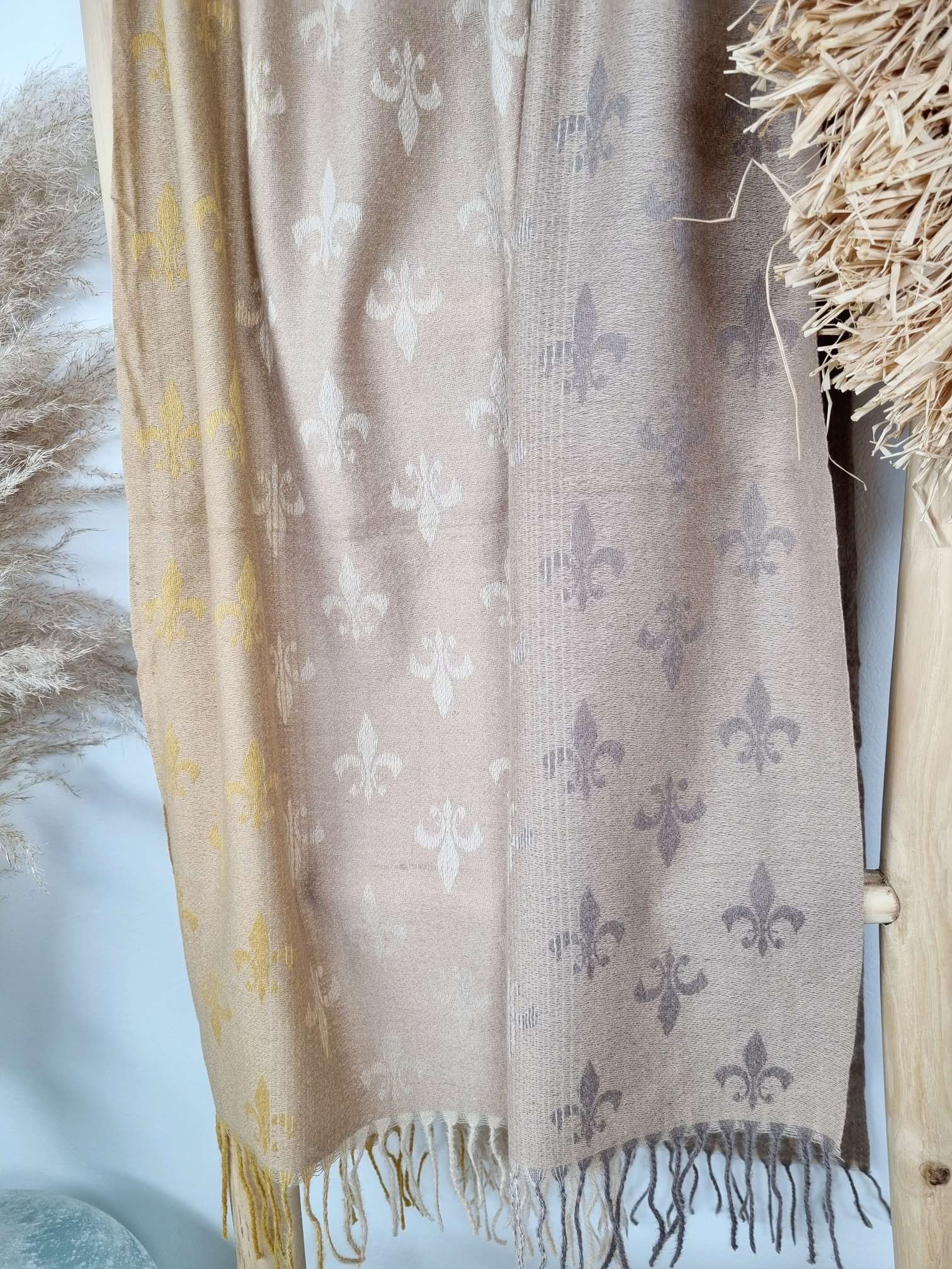 SCHAL SCARF CROWN CAMEL Edles Viskose Tuch Italy Style Plaid SCHAL SCARF CROWN CAMEL Edles Viskose Tuch Italy Style Plaid