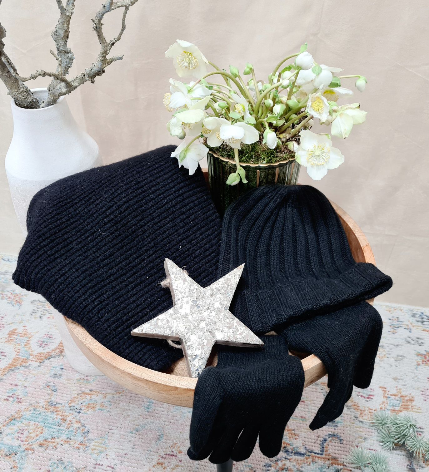 BASIC BEANIE ALASKA SCHWARZ Wintermütze Made in Italy Ripp Strick Mütze verschiedene Farben