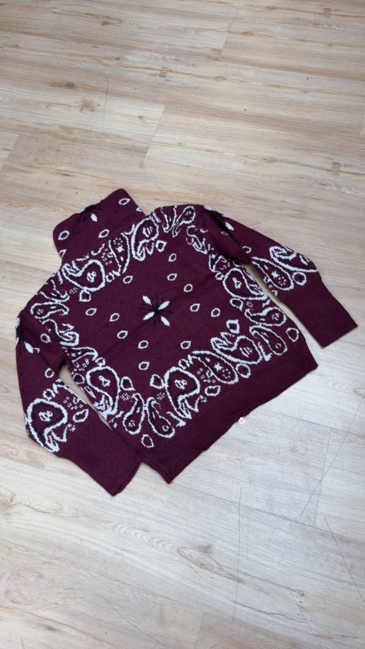 Zipper-Strickjacke mit Paisley-Muster SJ0165 I Made in Italy 34-40/42