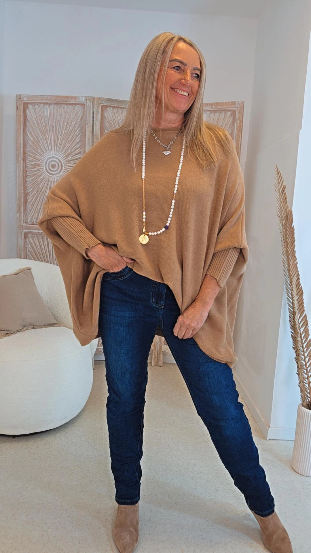 OVERSIZE KNIT SWEATER STRICK PULLOVER LILLE Made in Italy 34 - 48/50