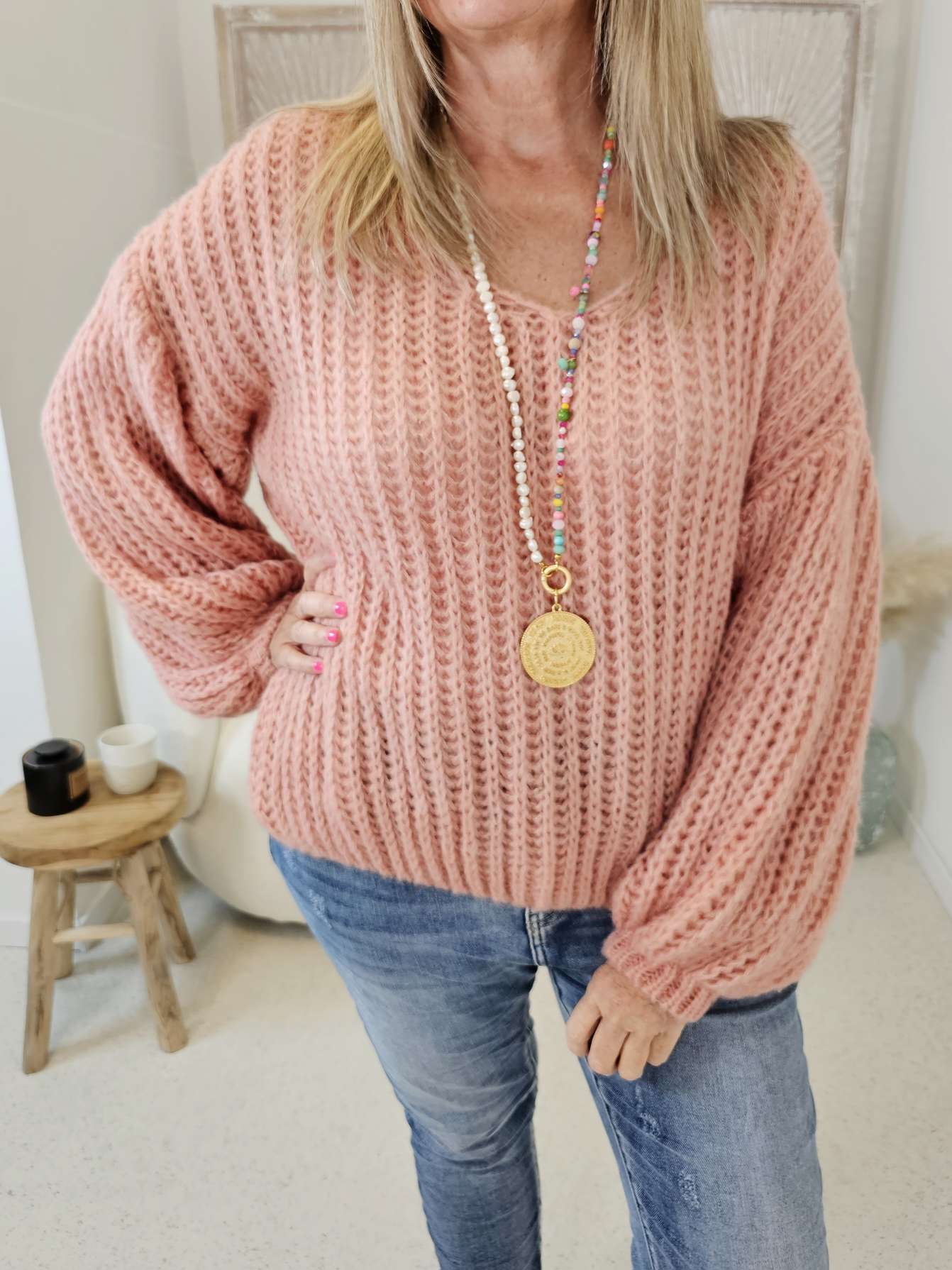 OVERSIZE KNIT SWEATER MALENA KORALLE Strickpullover Pullover 34-42/44 Made in Italy OVERSIZE KNIT SWEATER MALENA KORALLE Strickpullover Pullover 34-42/44 Made in Italy