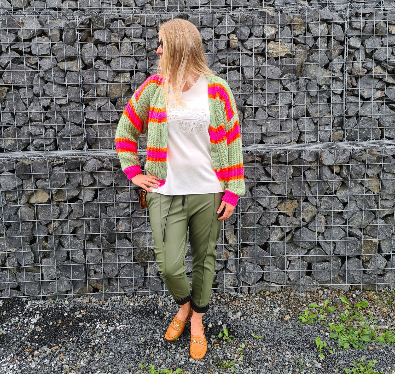 SHORT KNIT CARDIGAN MYKONOS STRIPES BUTTONS LIGHT GRÜN ORANGE PINK kurze Strick Jacke Made in Italy Streifen Knöpfe 34-42 SHORT KNIT CARDIGAN MYKONOS STRIPES BUTTONS LIGHT GRÜN ORANGE PINK kurze Strick Jacke Made in Italy Streifen Knöpfe 34-42