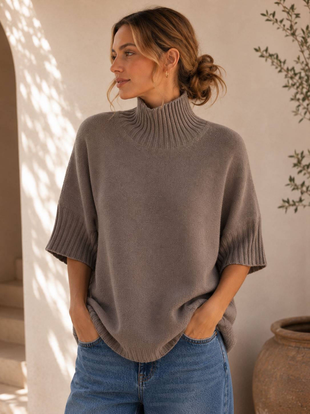 Strickpullover mit Stehkragen & Rippenstrick I NO. SP0017 I Made in Italy 34-42/44