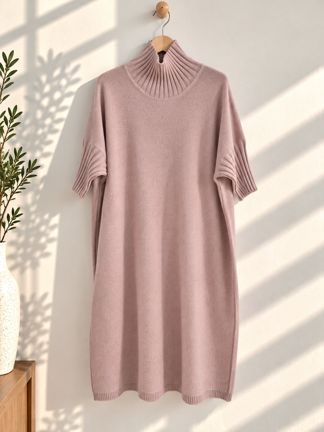 Strickkleid mit Stehkragen Uni SK0018 I Made in Italy 34-44