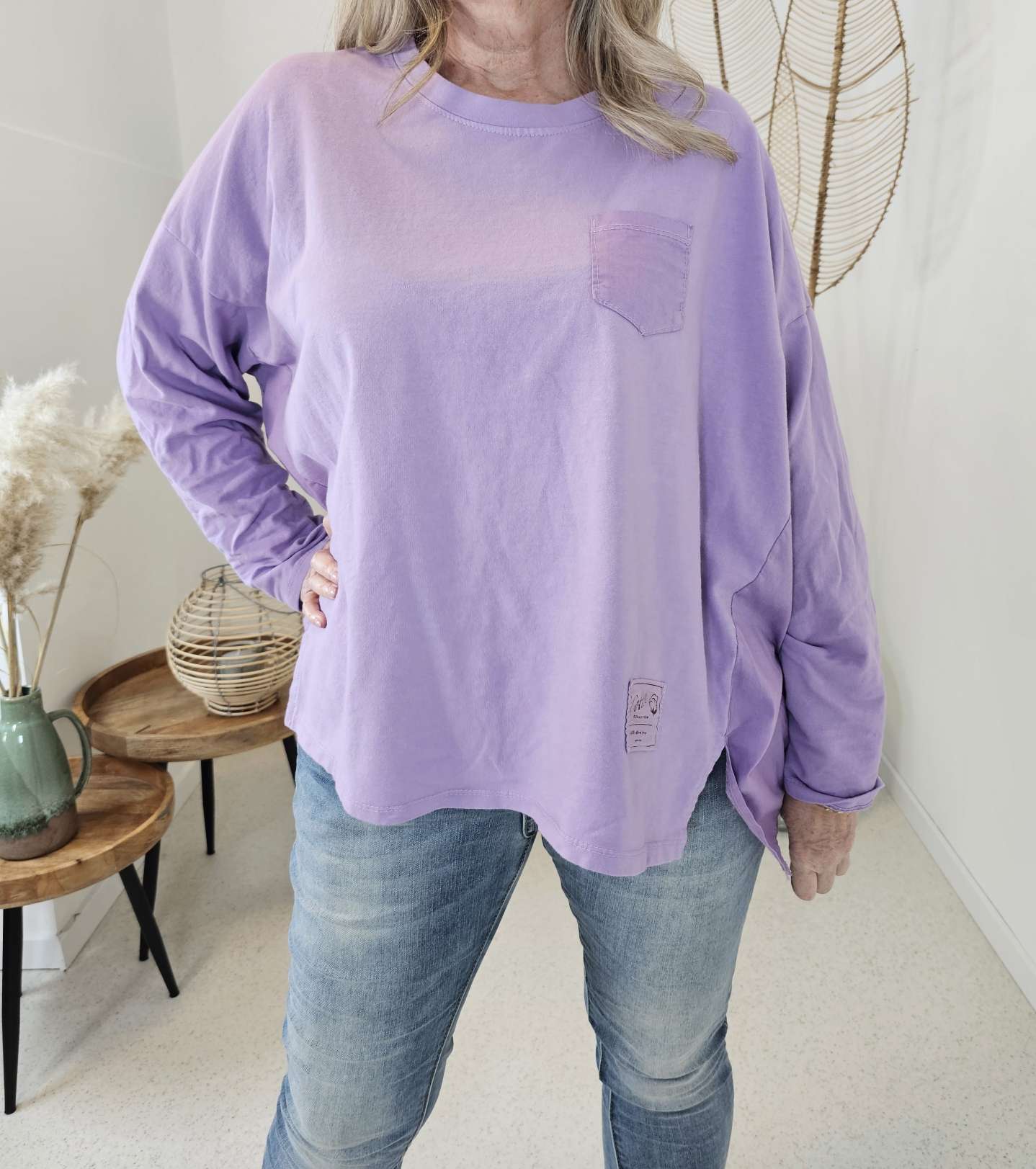 BASIC LONGSLEEVE SHIRT LILIANE FLIEDER 34-42 Made in Italy Langarm Pullover Vokuhila