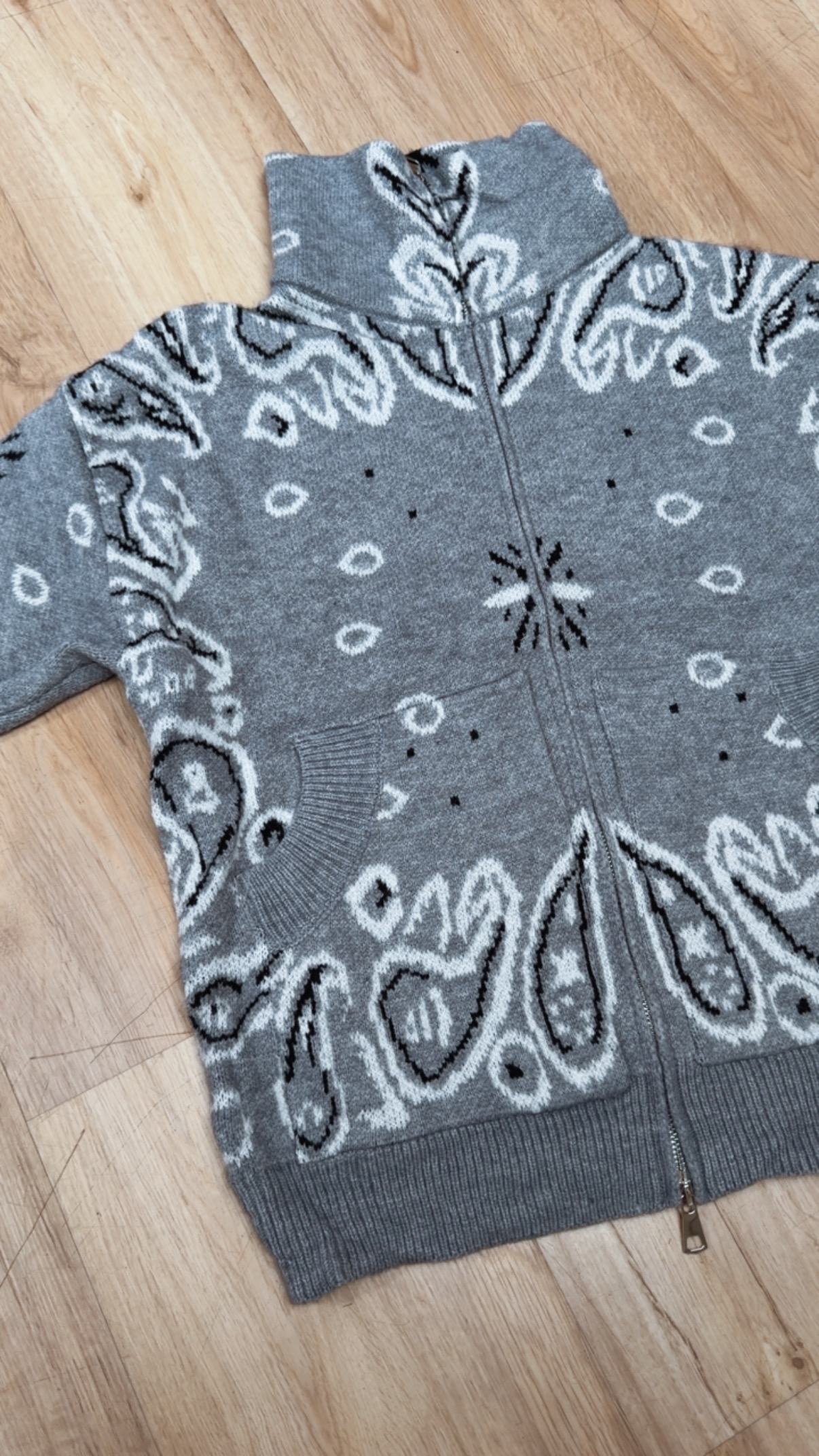 Zipper-Strickjacke mit Paisley-Muster SJ0165 I Made in Italy 34-40/42