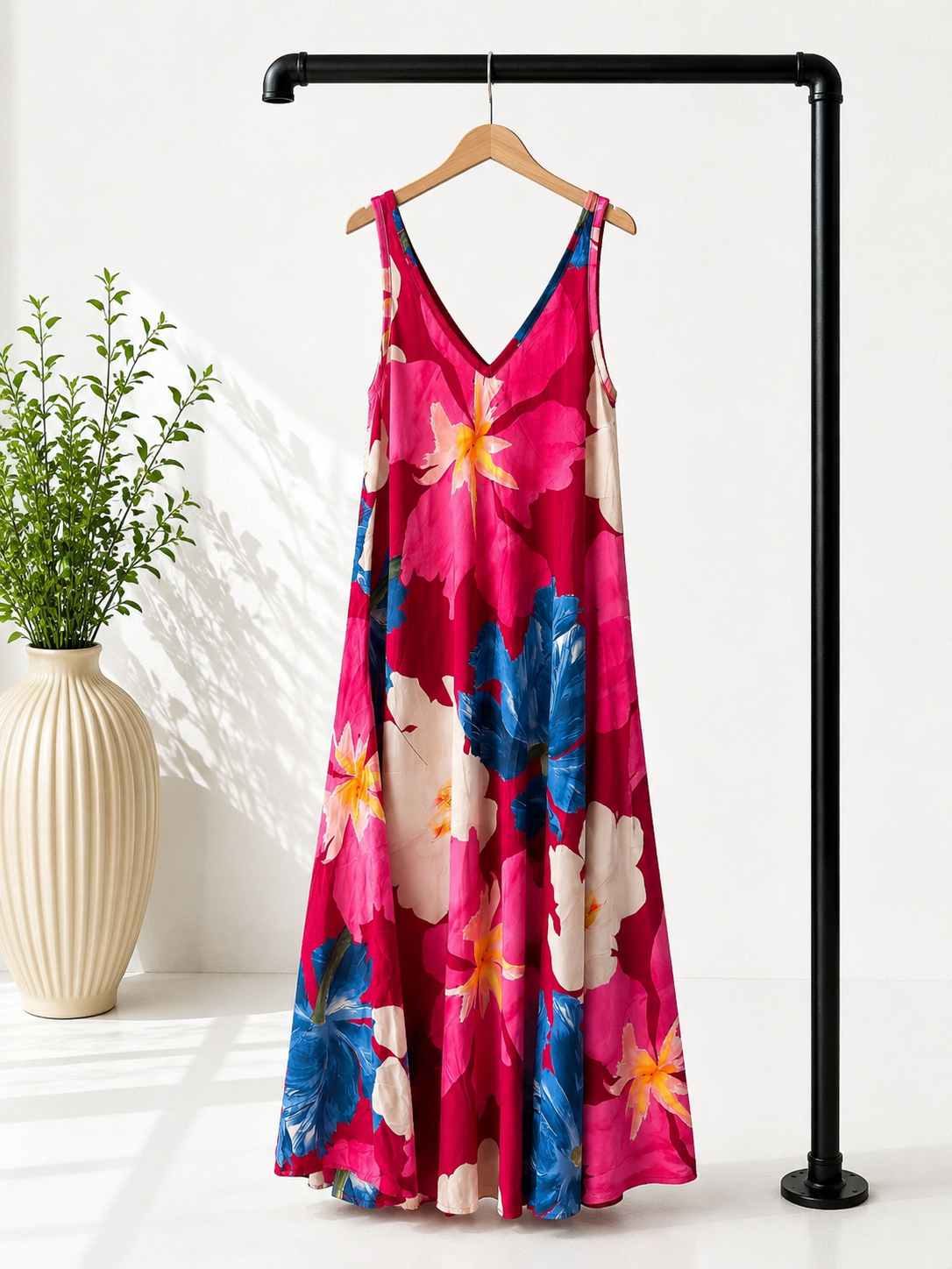 Maxikleid Bali – Made in Italy  Trendiges Leo-Kleid mit Taschen | Passend bis Größe 42/44