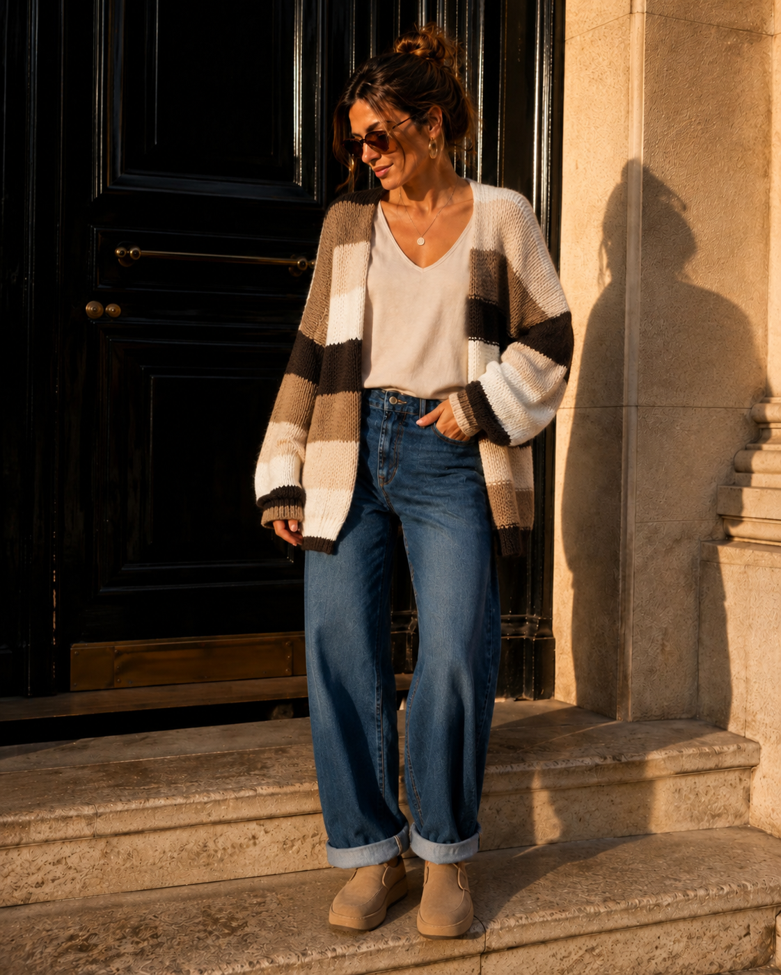 Cardigan mit Blockstreifen Strickjacke I SJ0035 I Made in Italy 34-44