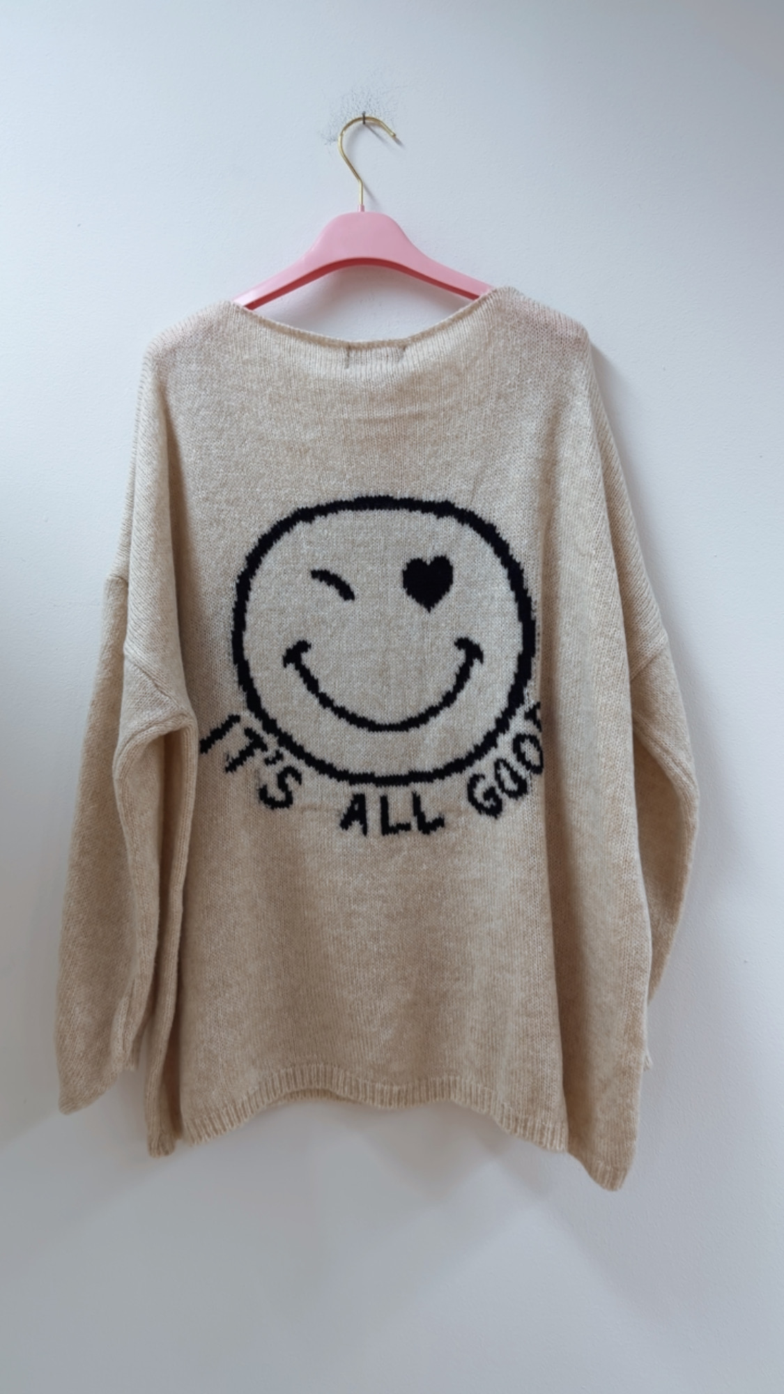 Strickpullover mit Smile & Rückenprint Oversize I NO. SP0019 I Made in Italy 34-44/46