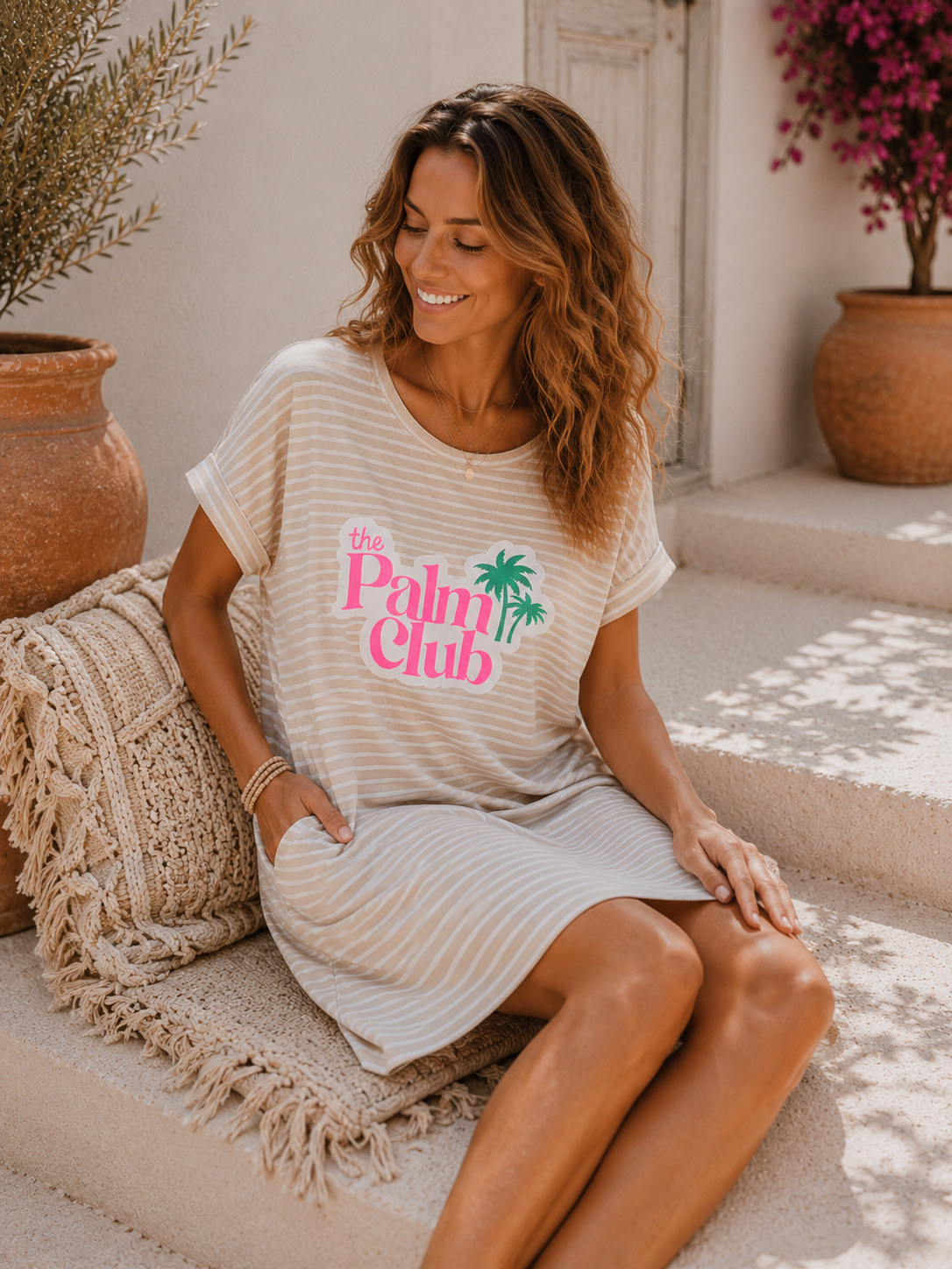 T-Shirt Kleid Valencia Stripes Palm Club Made in Italy 34-40/42